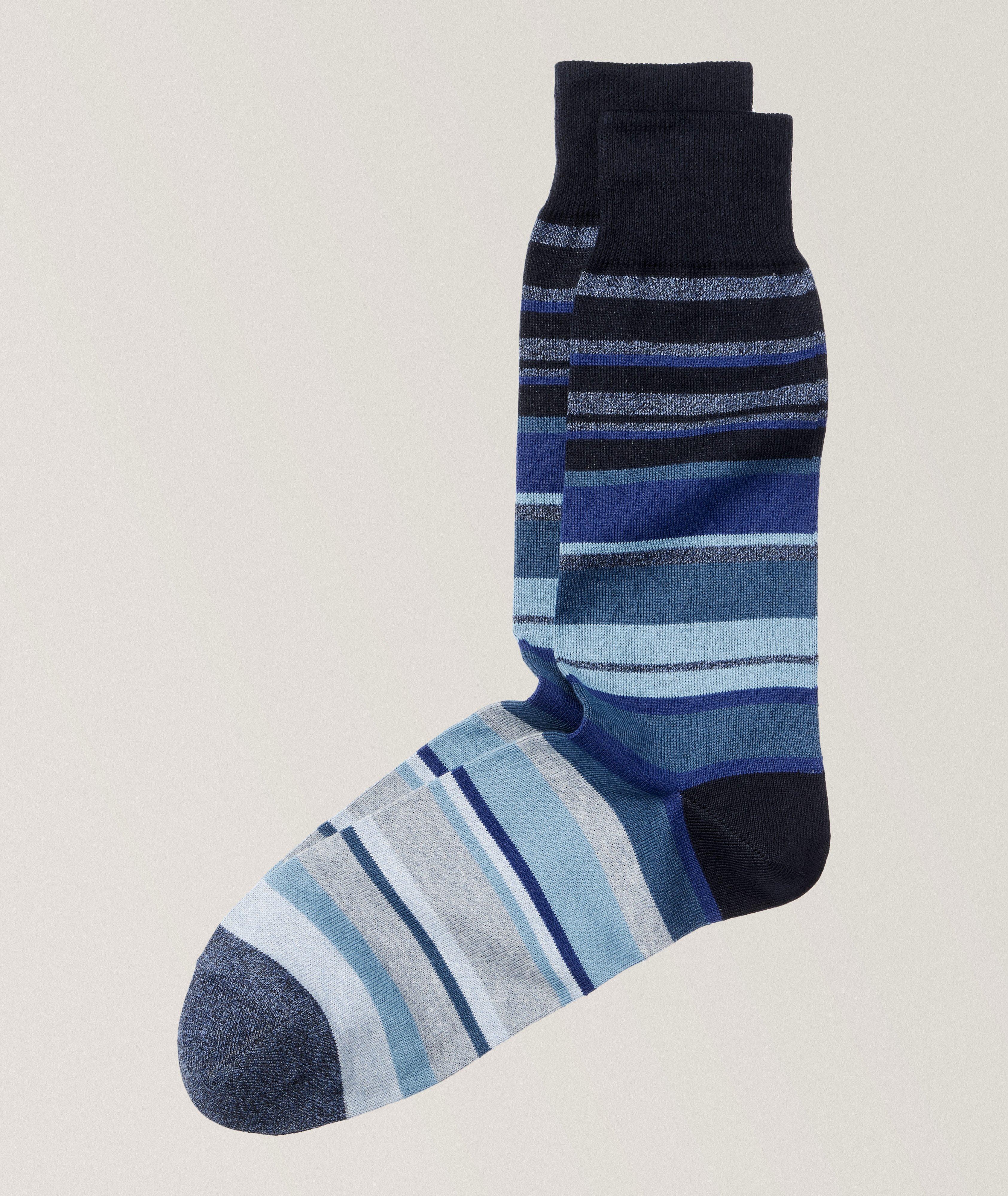 Gradient Striped Cotton-Blend Socks