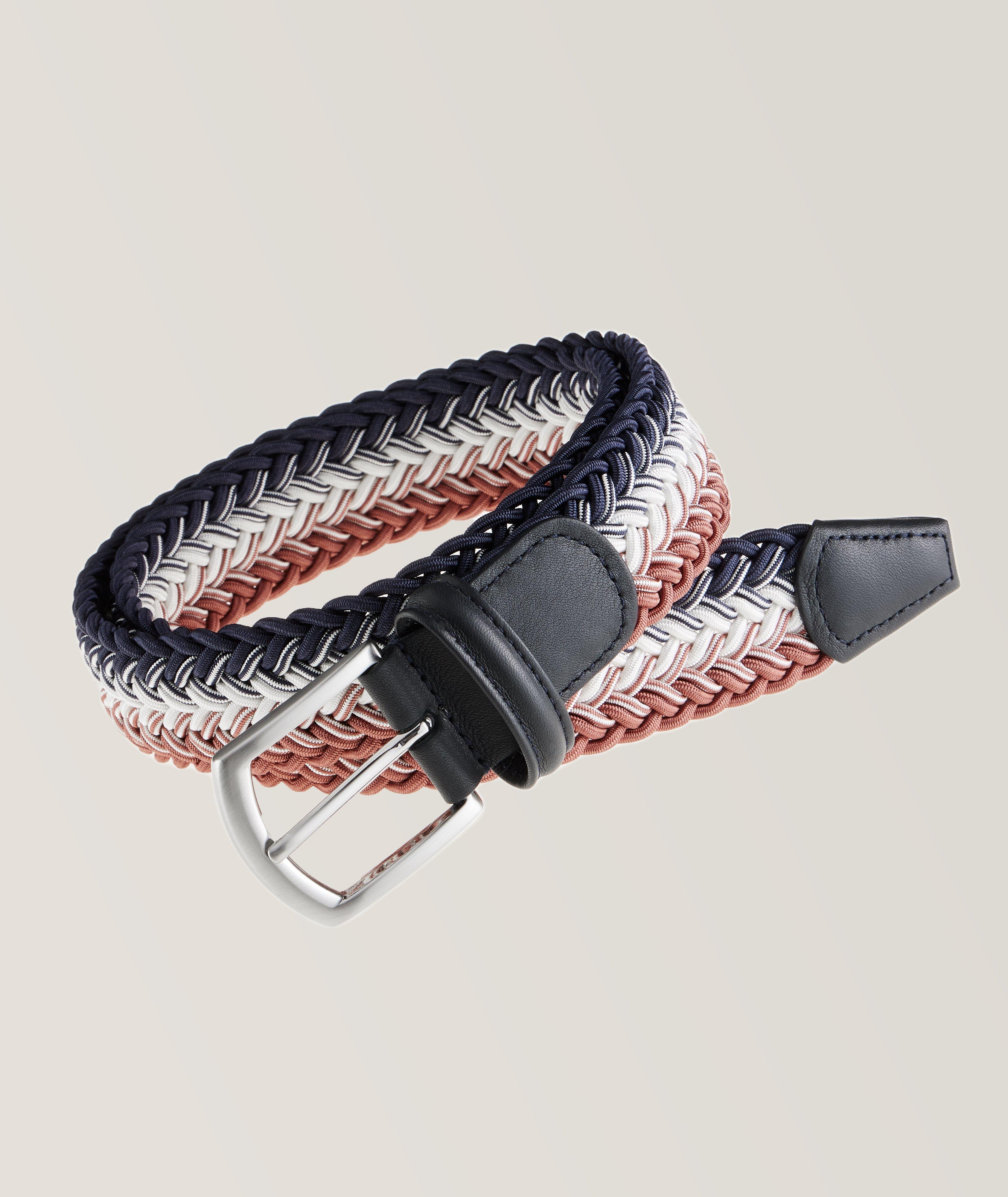 Anderson's Tri-Colour Stretch Woven Pin-Buckle Belt In Blue Size 36