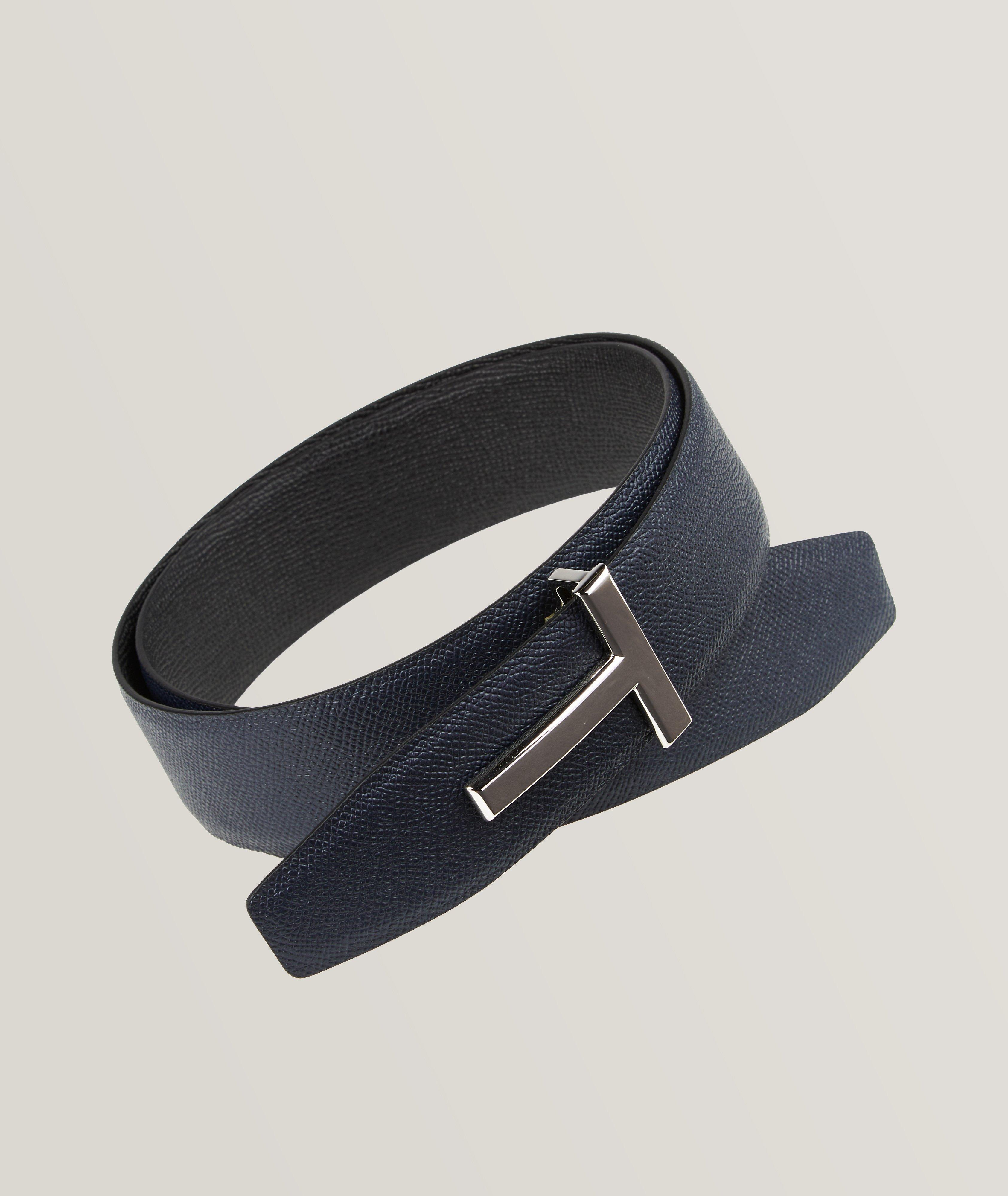 Tom Ford Ceinture Réversible En Cuir Texturé En Bleu , Taille Homme 36