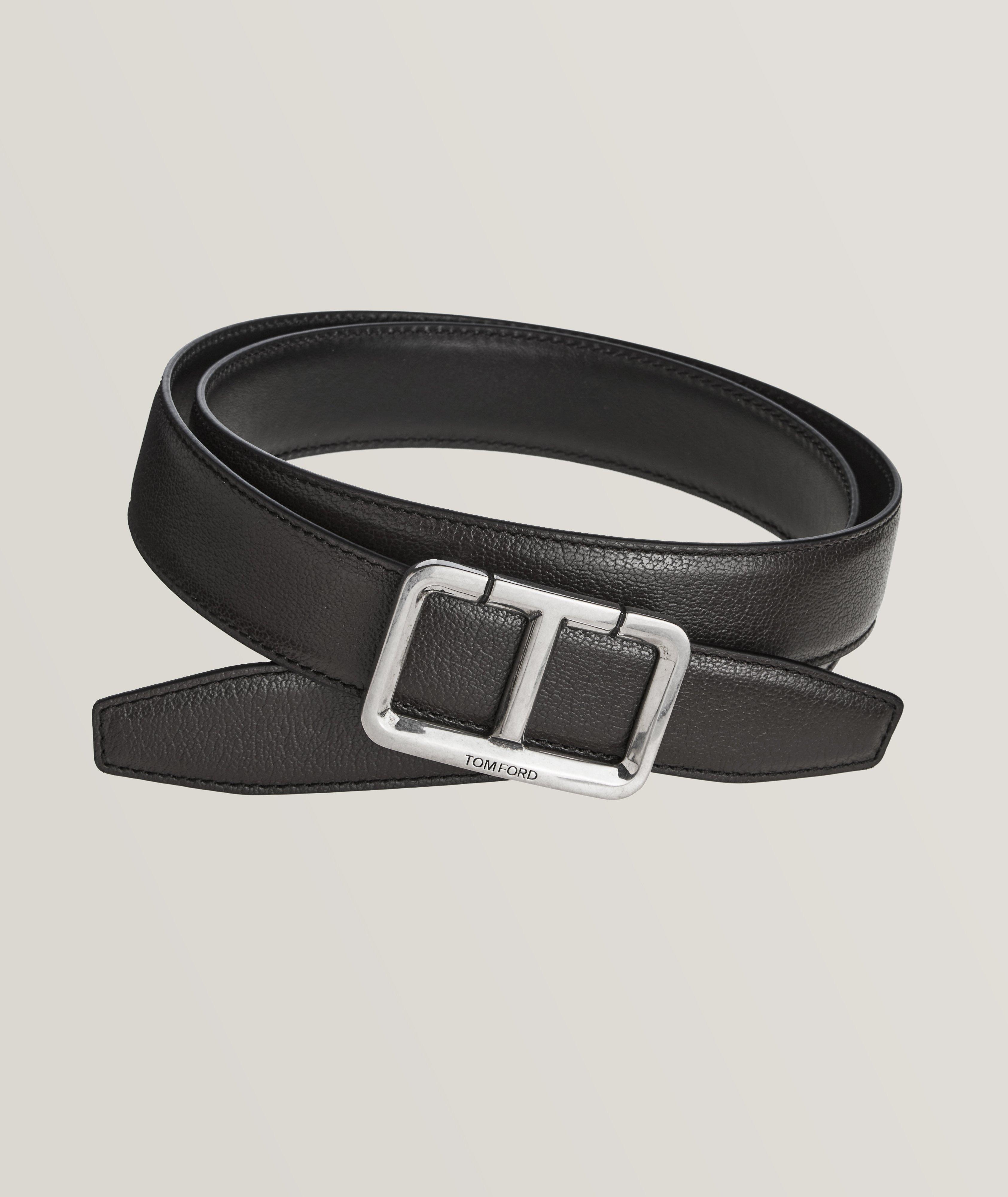 Goat Leather T Frame-Buckle Belt