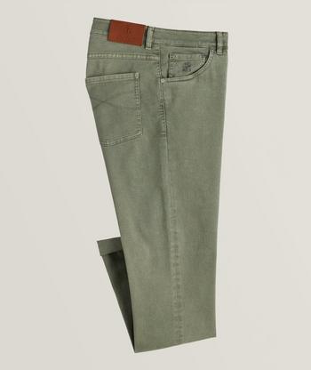 Brunello Cucinelli Stretch Five-Pocket Garment Dyed Slim Fit Jeans