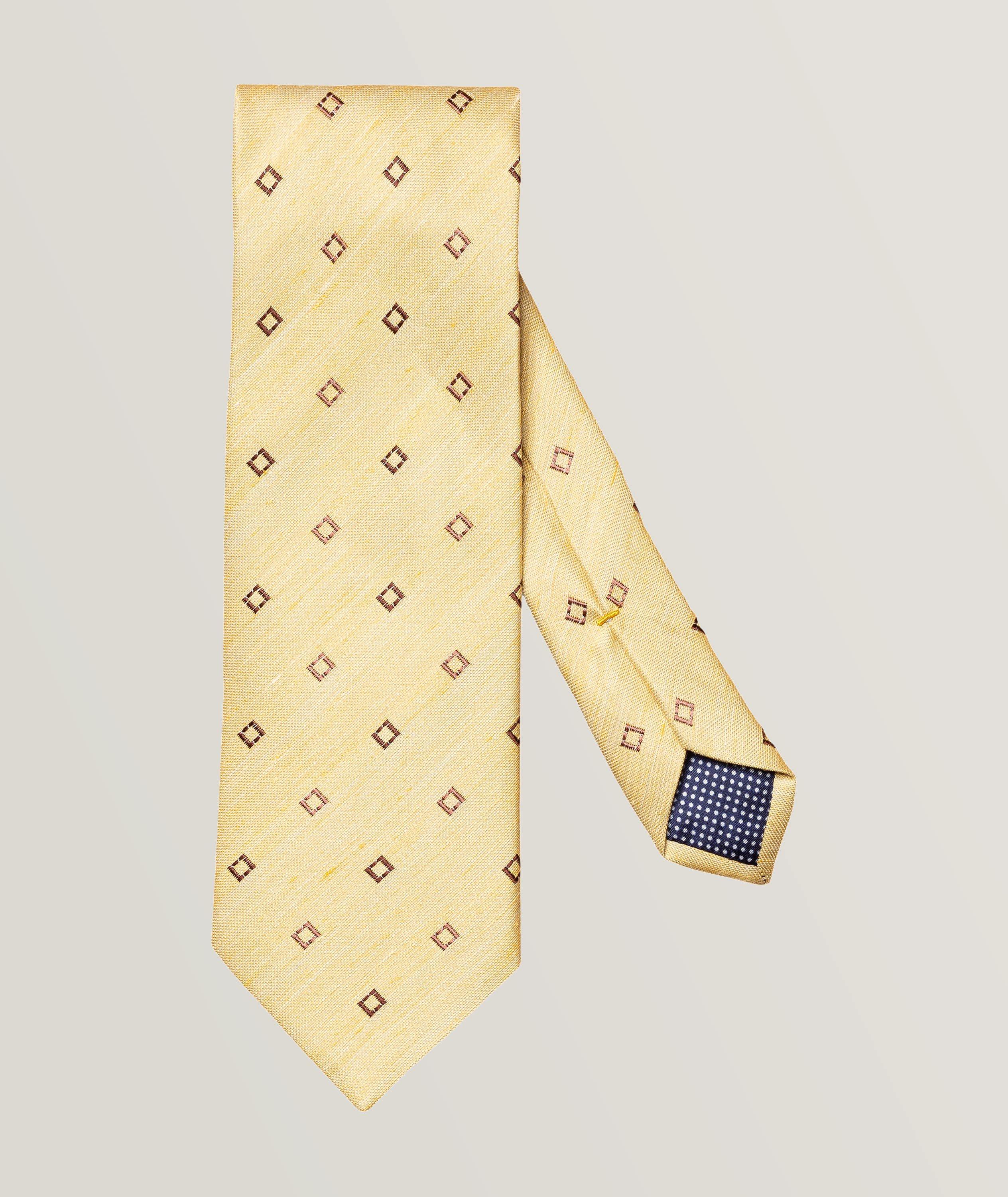 Geometric Pattern Silk-Linen Tie