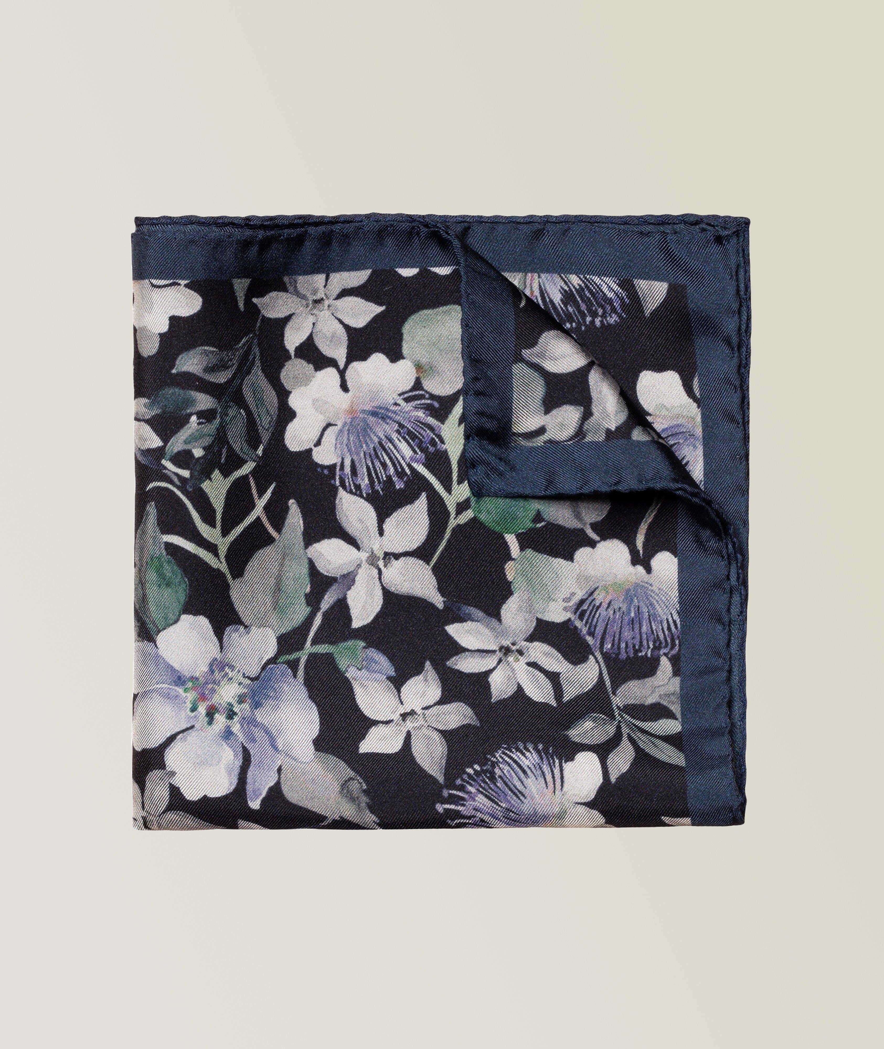 Hand Painted Floral Print Pocket Square