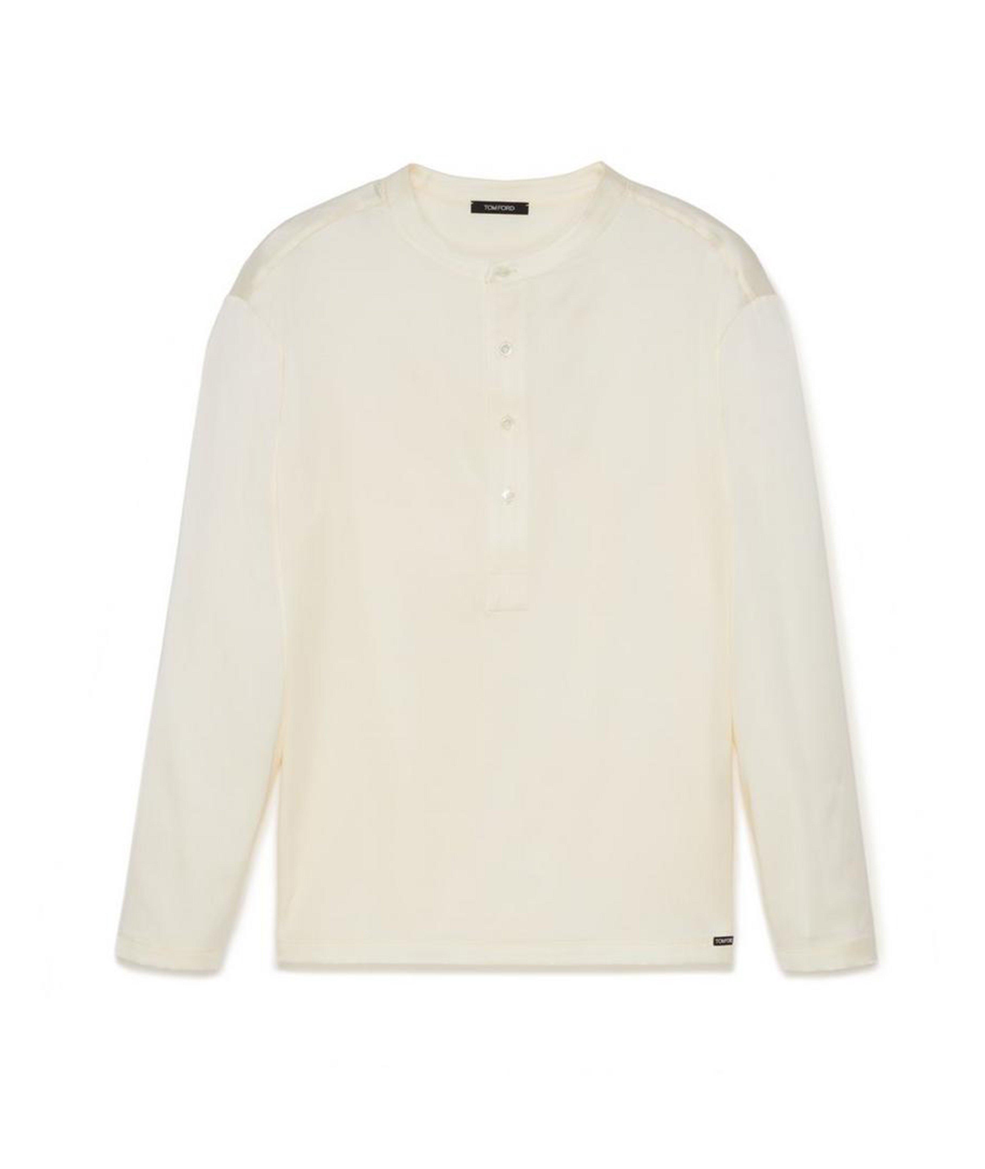 Silk Pajama Henley Top image 0