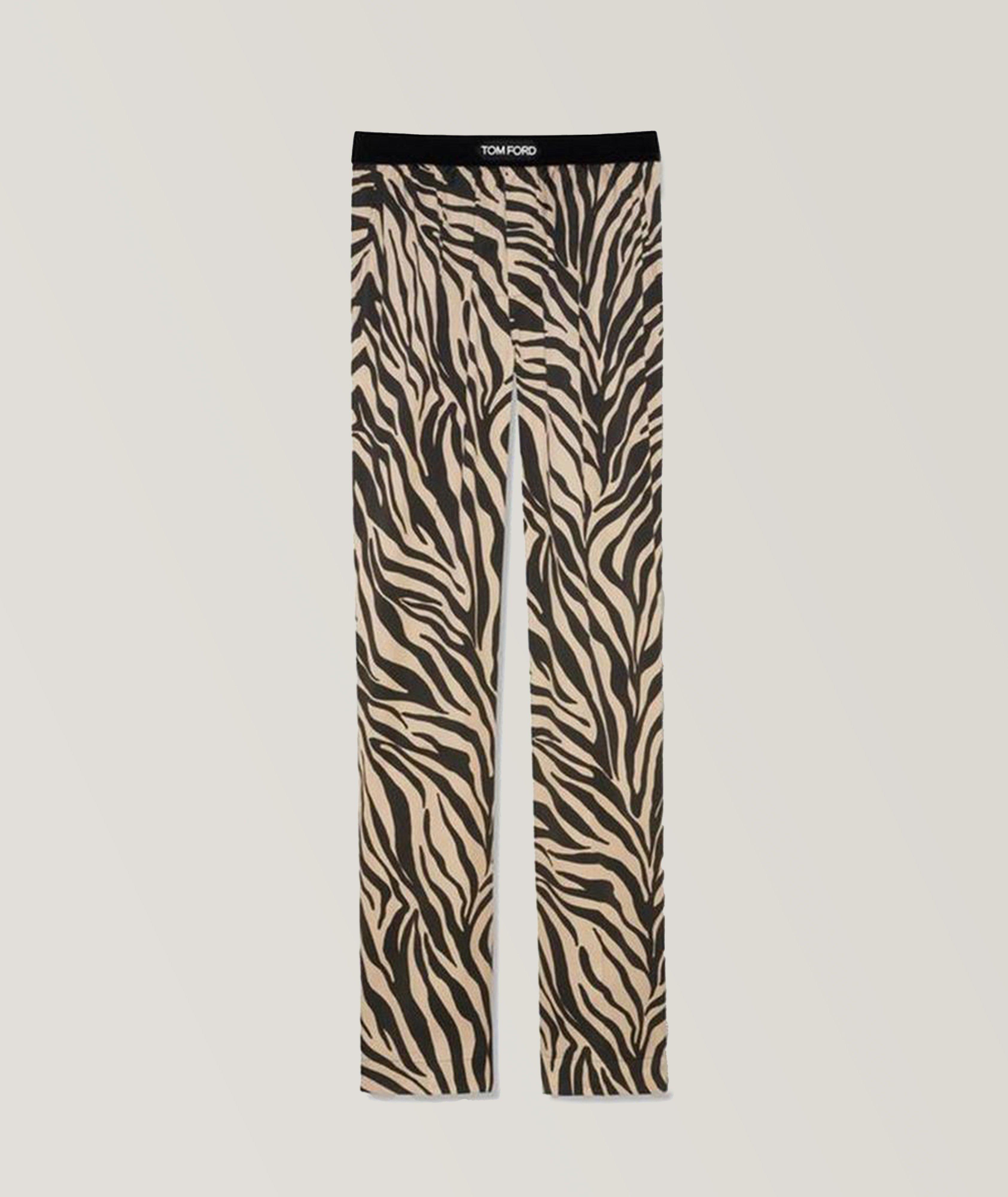 Zebra Print Silk Pajama Pants