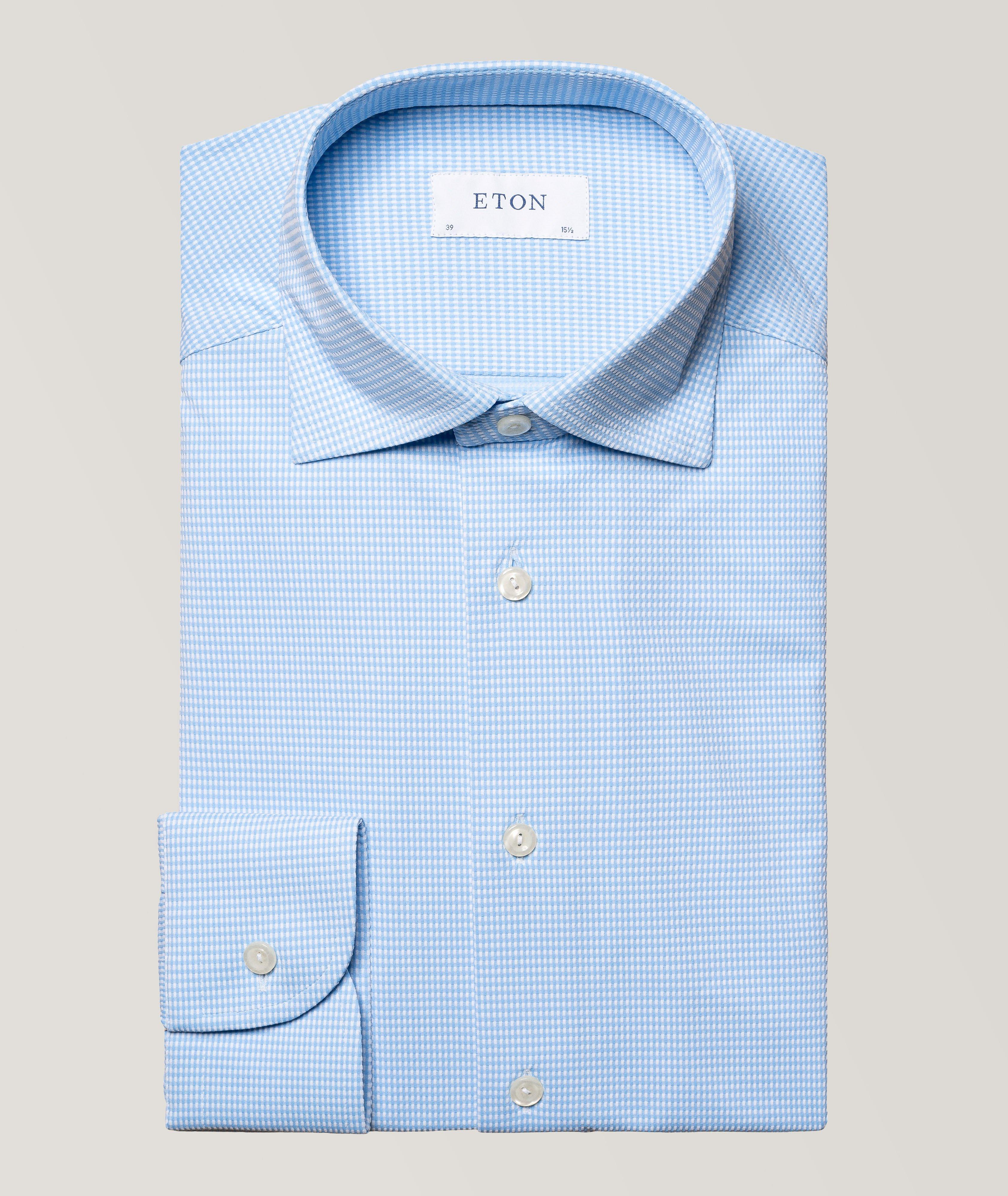 Slim Fit Micro Check Four-Way Stretch Shirt image 0