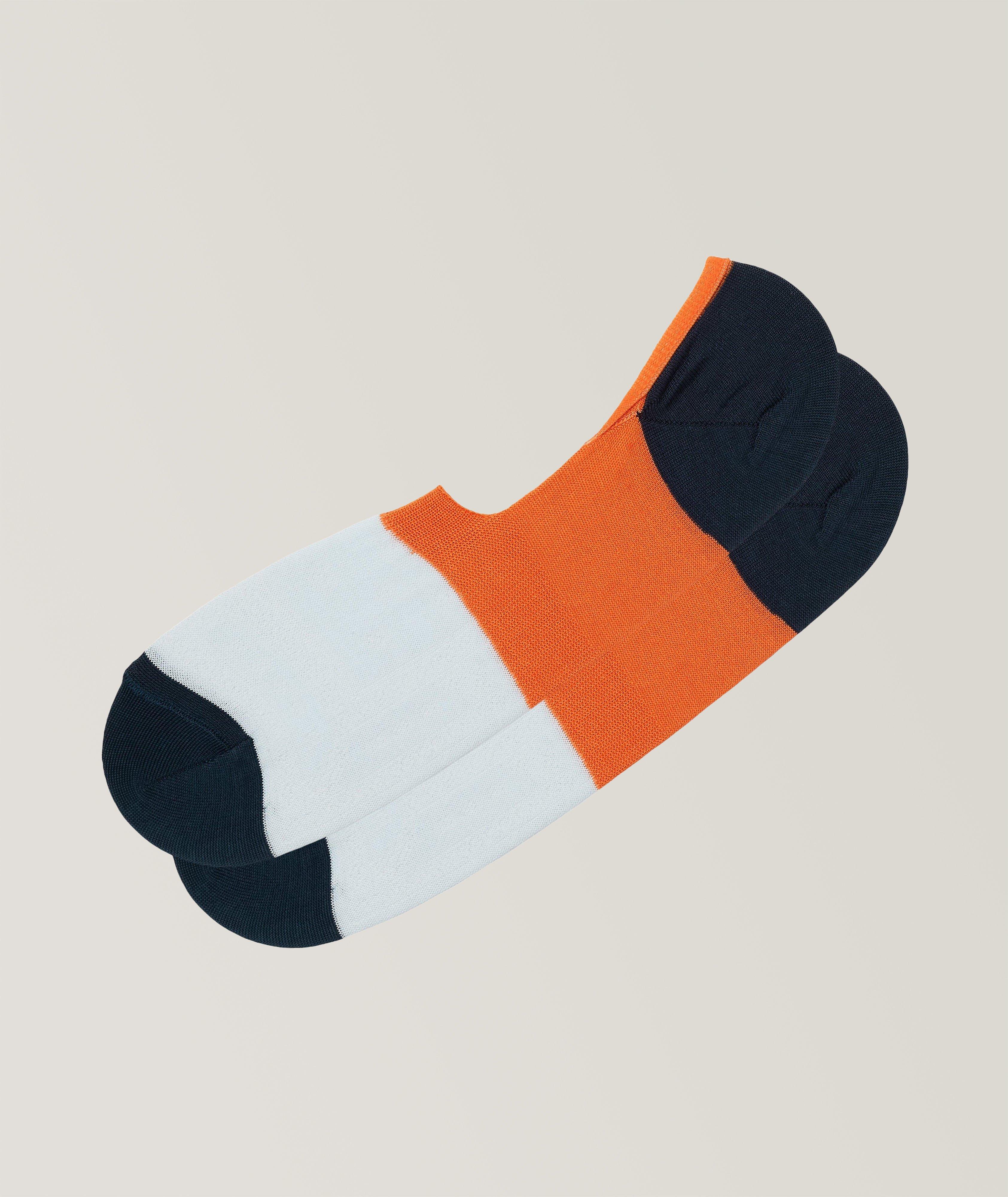 Colour-Blocked Cotton-Blend No-Show Socks