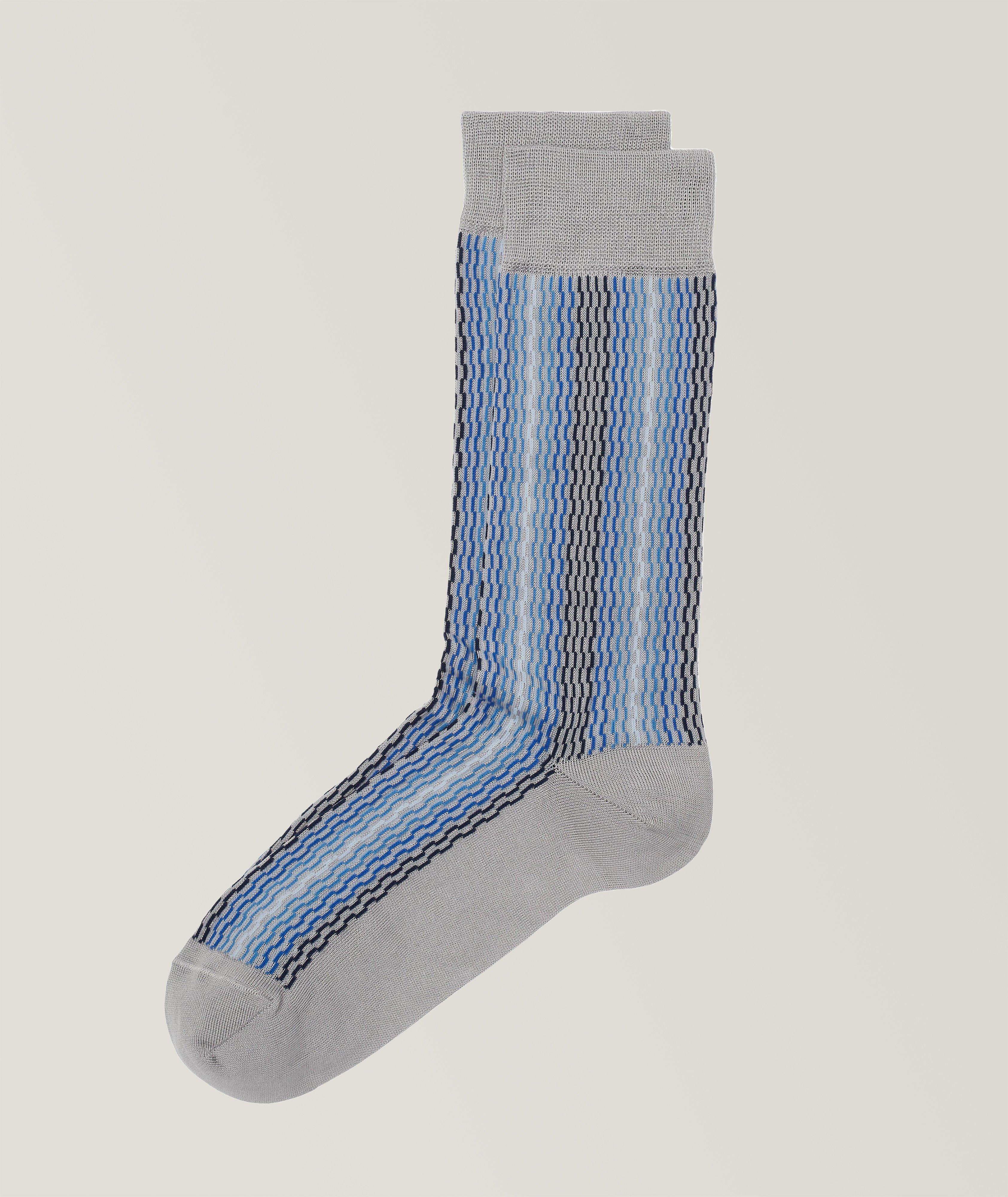 Geometric Striped Cotton-Blend Dress Socks
