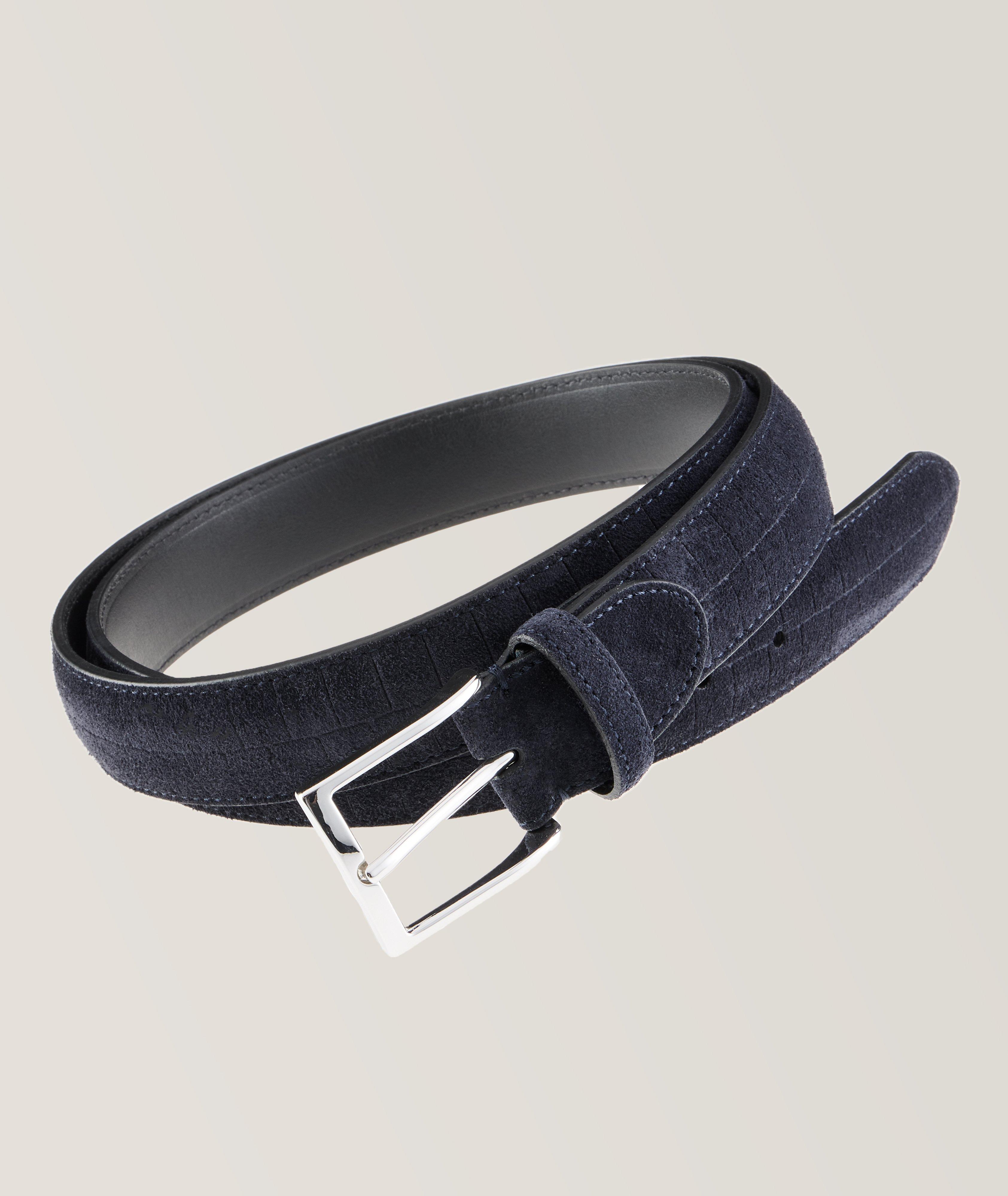 Square Patterned Suede Pin-Buckle Belt