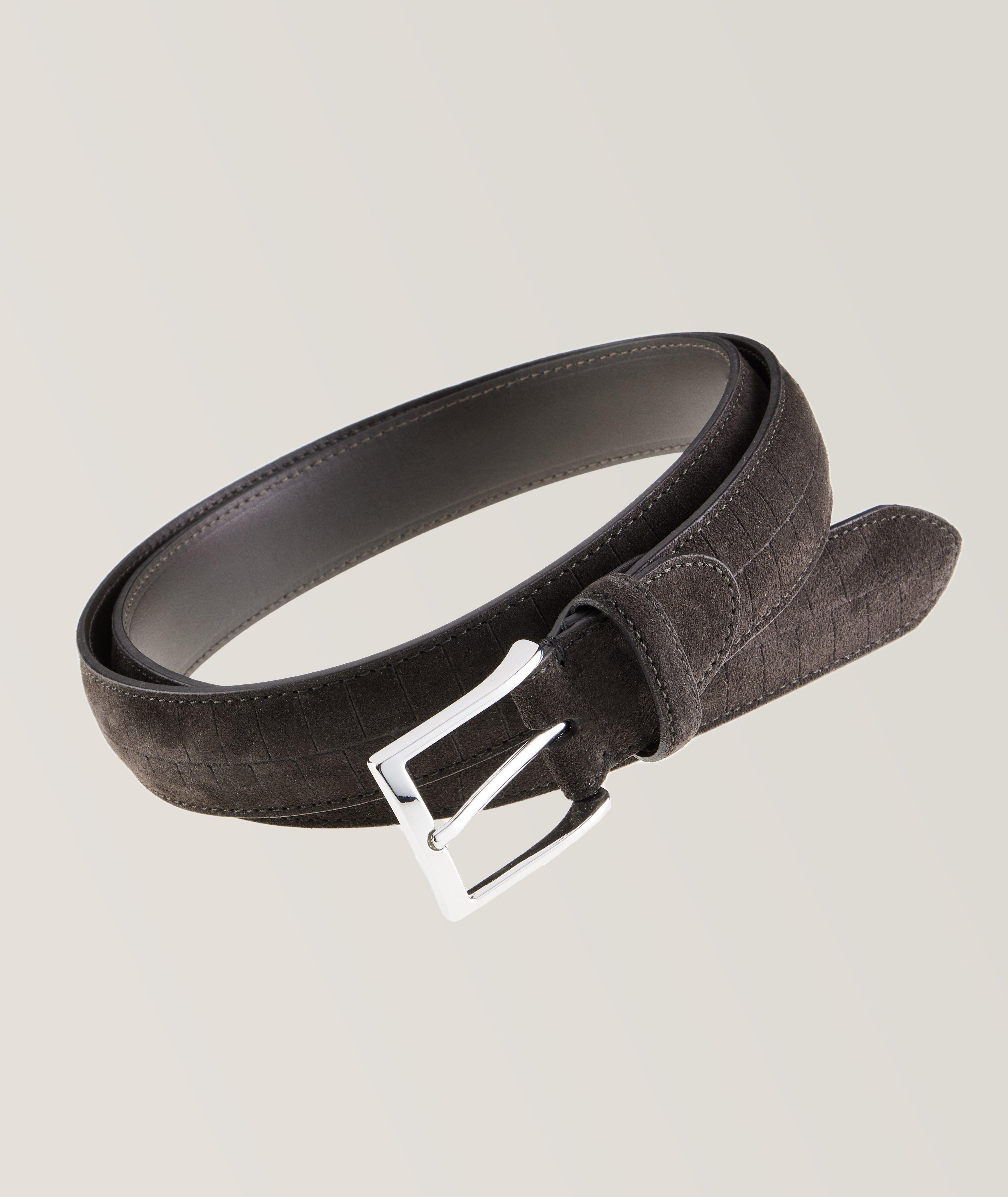 Harold Square Patterned Suede Pin-Buckle Belt