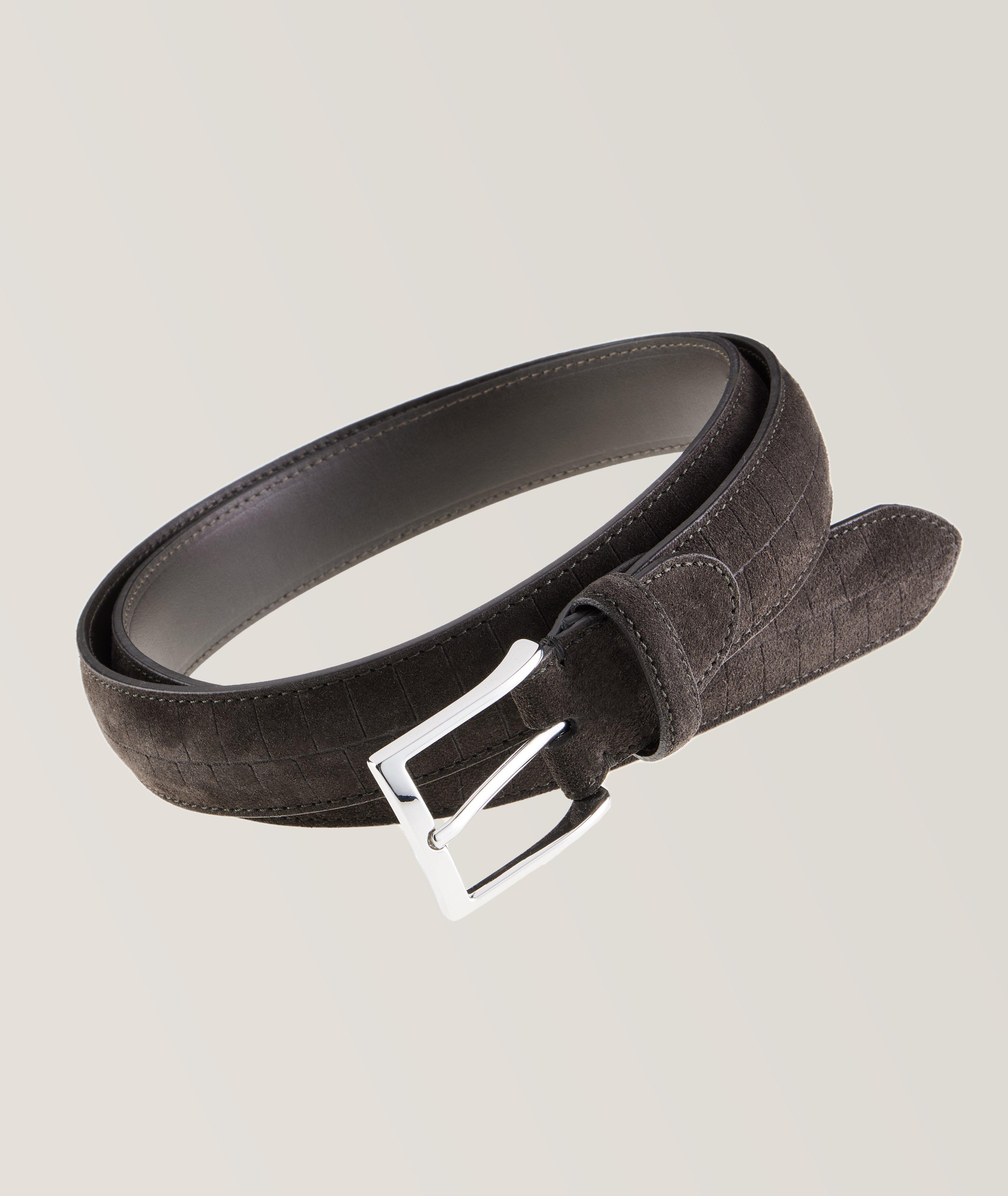 Square Patterned Suede Pin-Buckle Belt