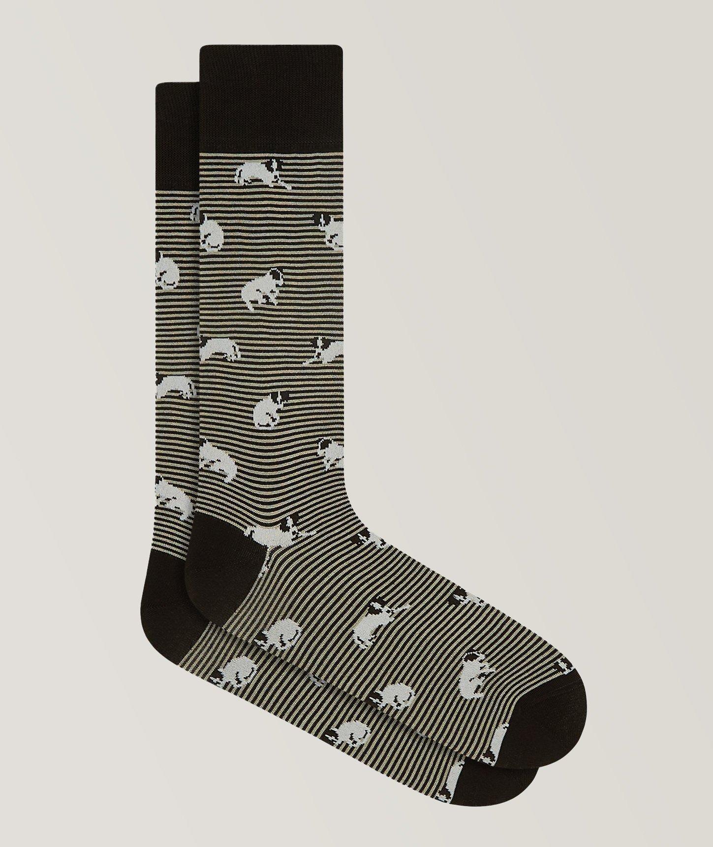 Puppy Print Stretch-Cotton Socks