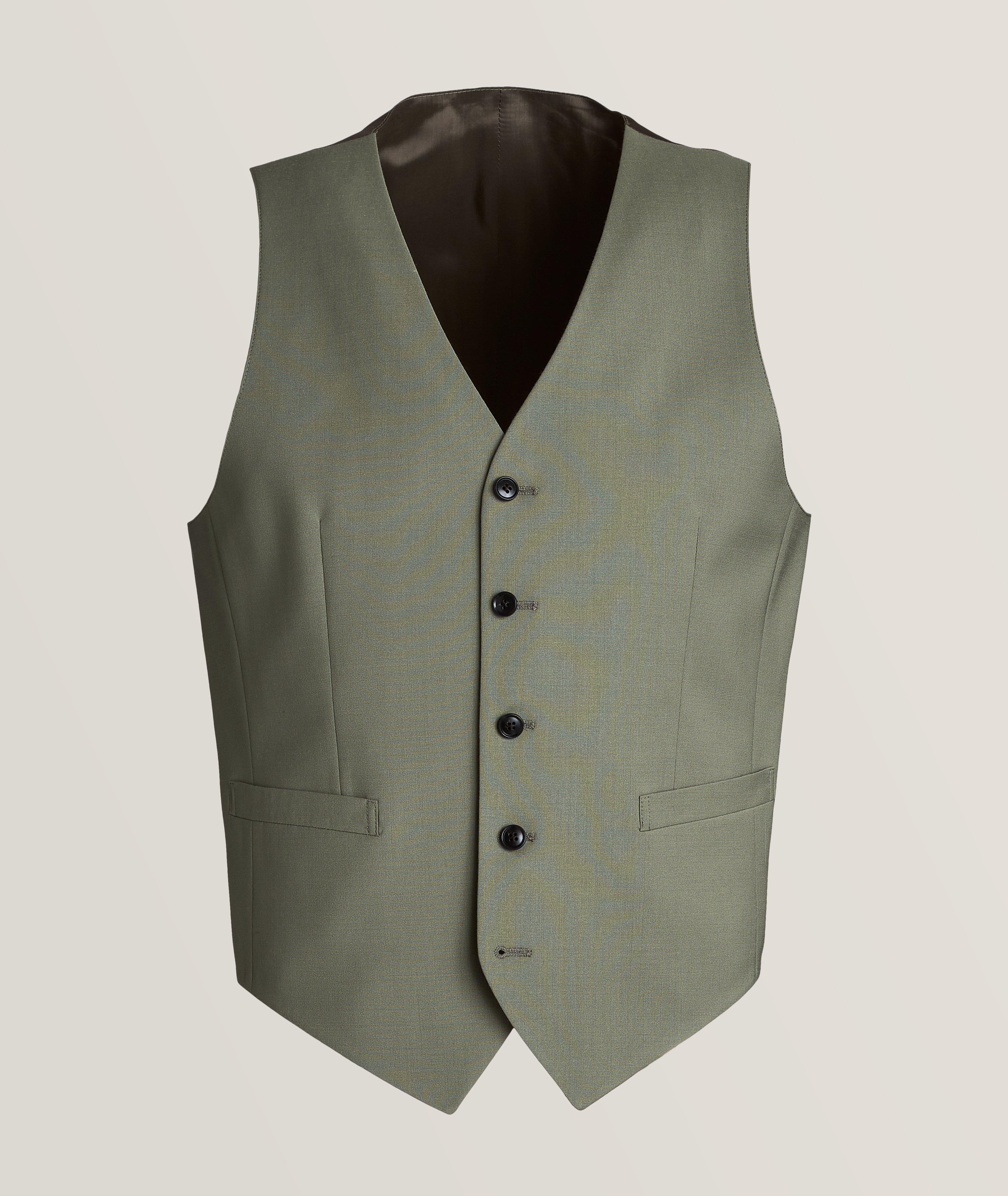 Tiger Of Sweden Wayde Mixed Media Wool Blend Waistcoat In Green , Men's Size 46