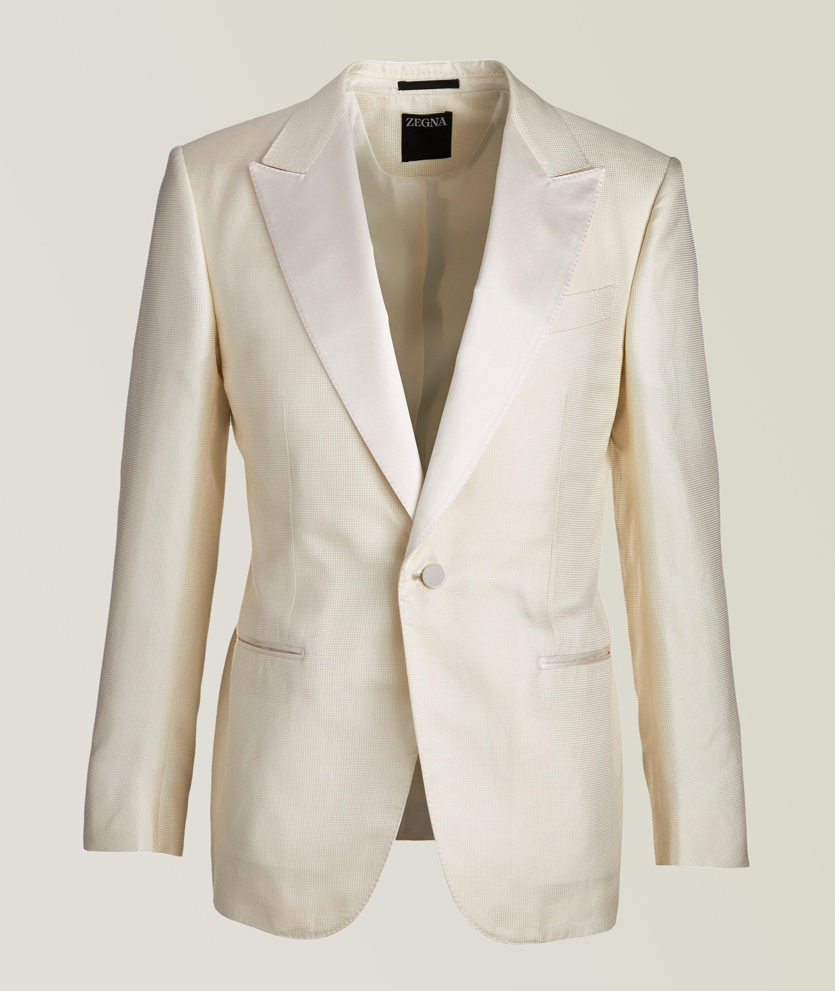 Silk-Linen Pindot Tuxedo Jacket