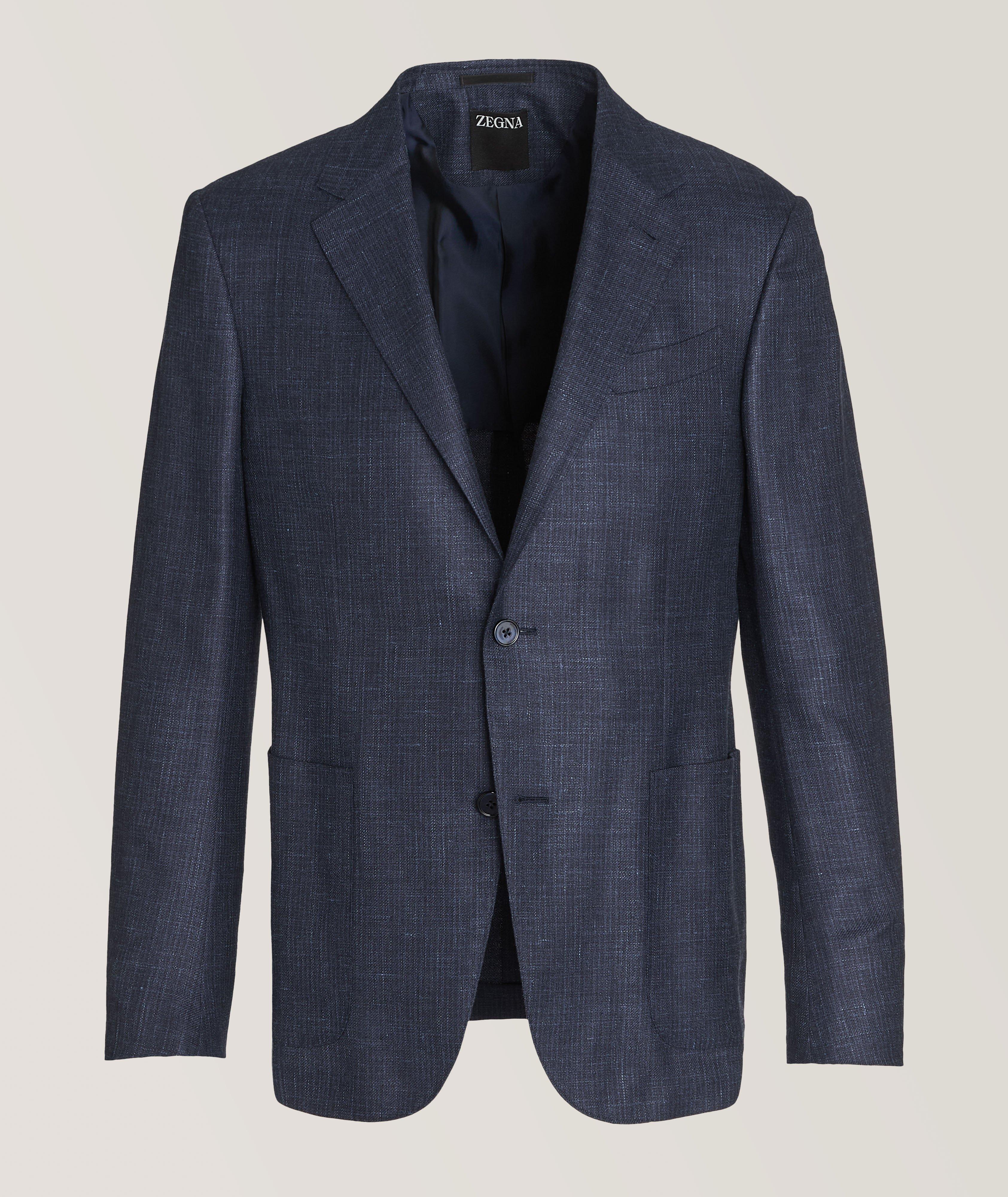 Zegna Silk, Cashmere & Linen Sport Jacket In Blue , Men's Size 38