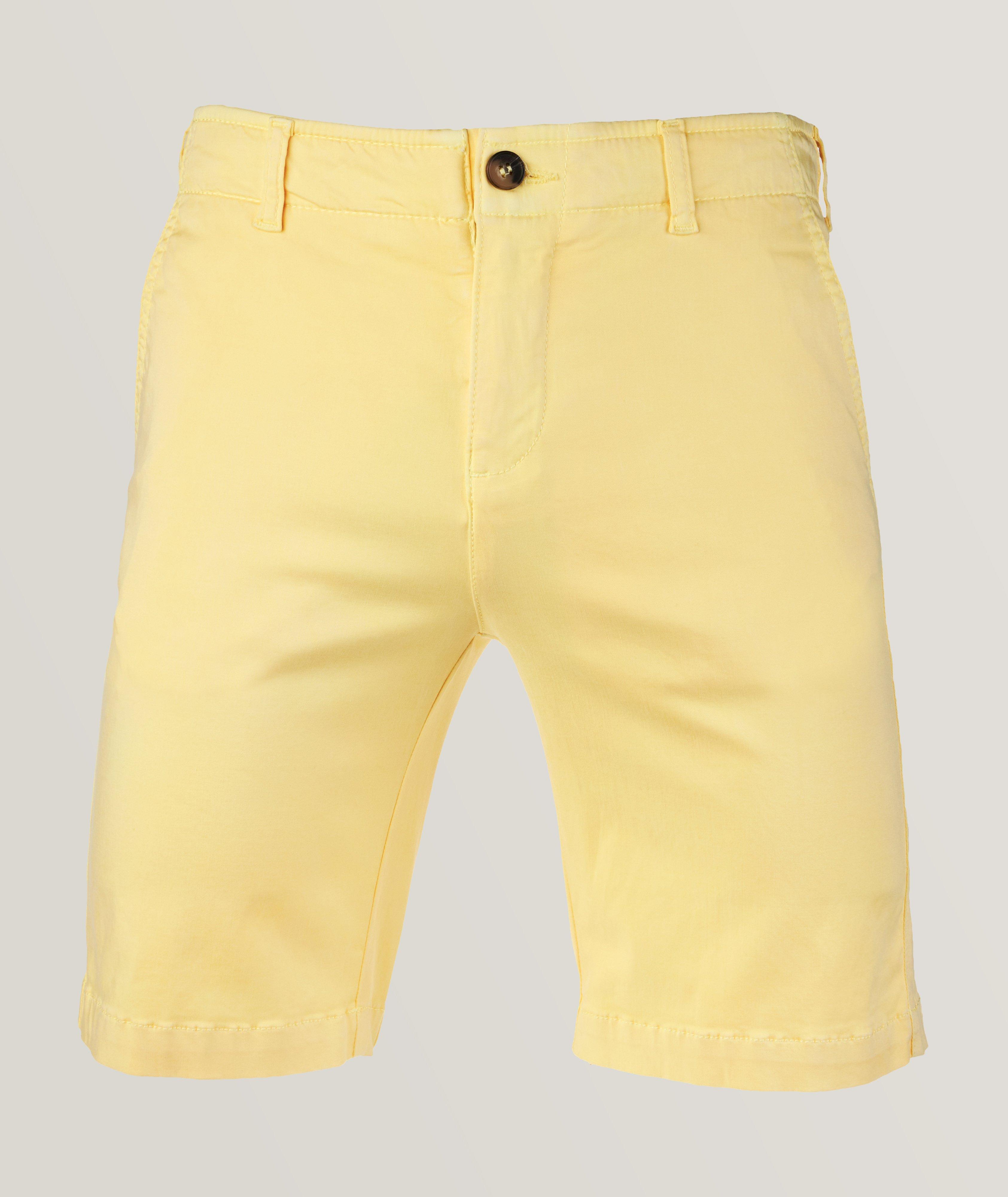 Benson Como Stretch Tencel-Cotton Chino Shorts In Yellow , Men's Size 33