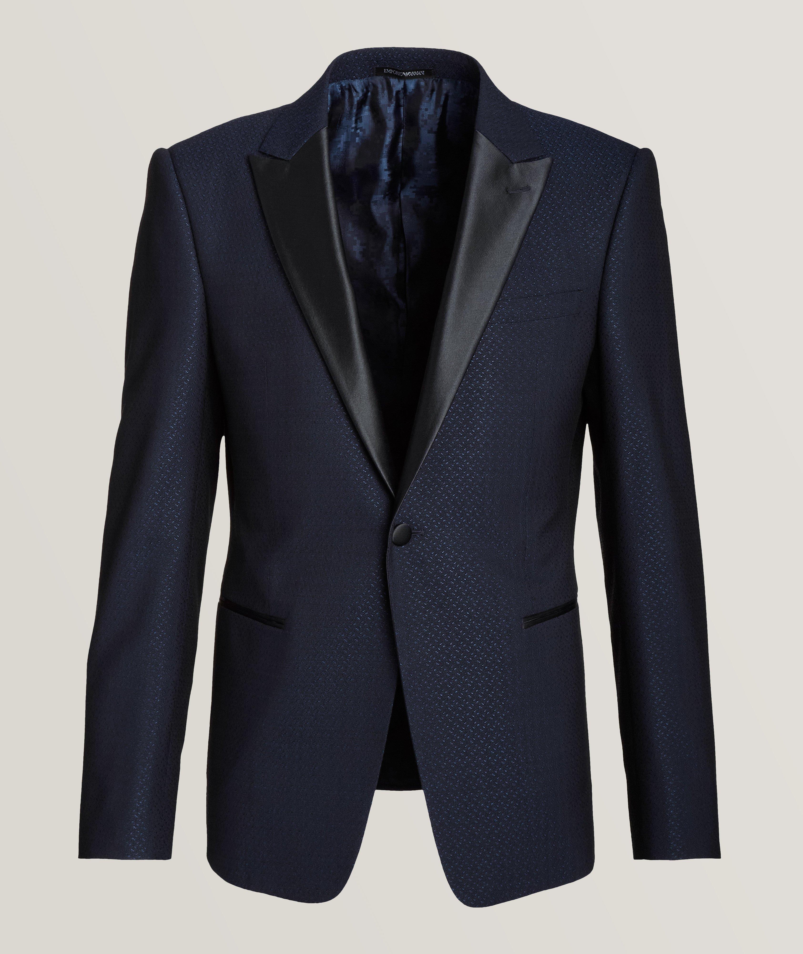 David Line Jacquard Wool-Silk Tuxedo Jacket