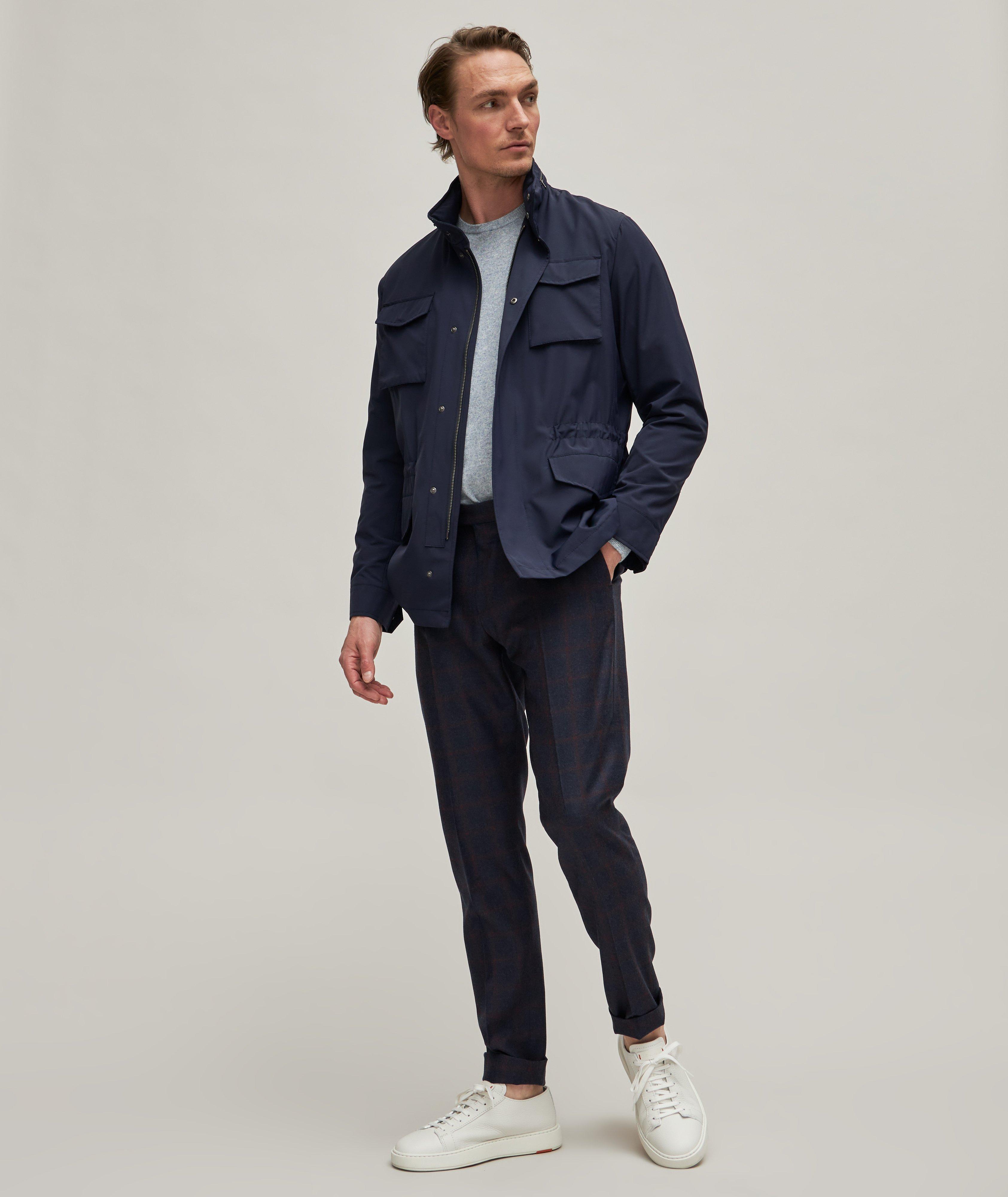 Windowpane Brushed Wool Pleated Dress Pants image 3