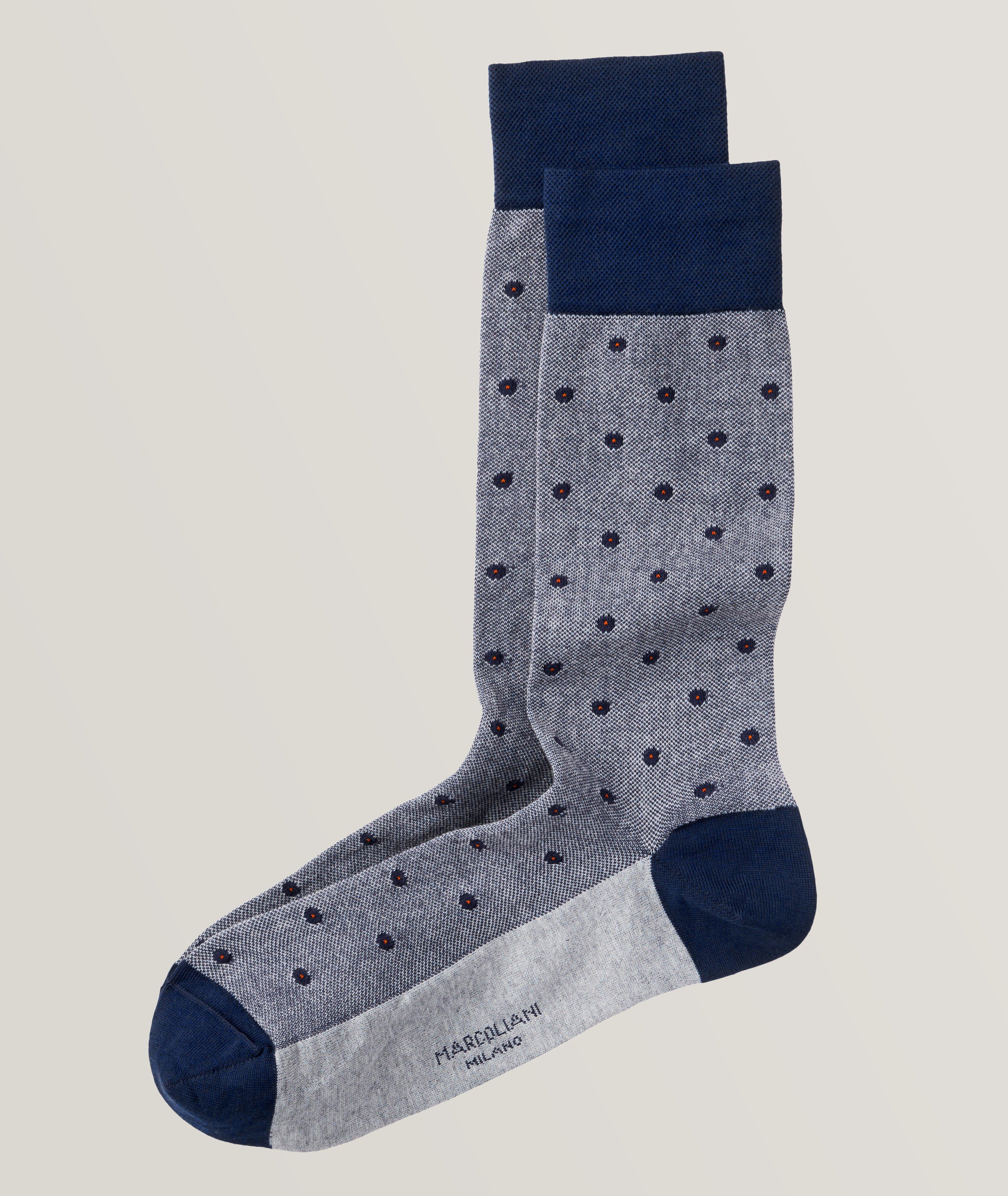 Classic Linen-Cotton Piqué Dots Crew Socks