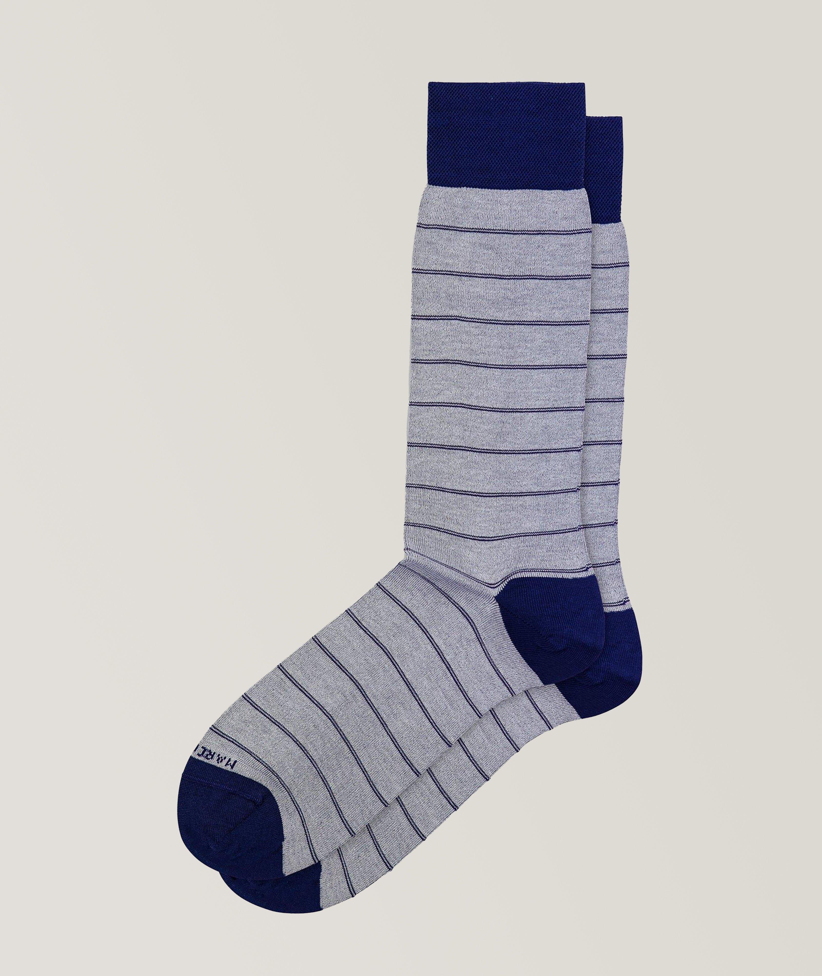 Micro-Stripes Cotton-Blend Crew Socks
