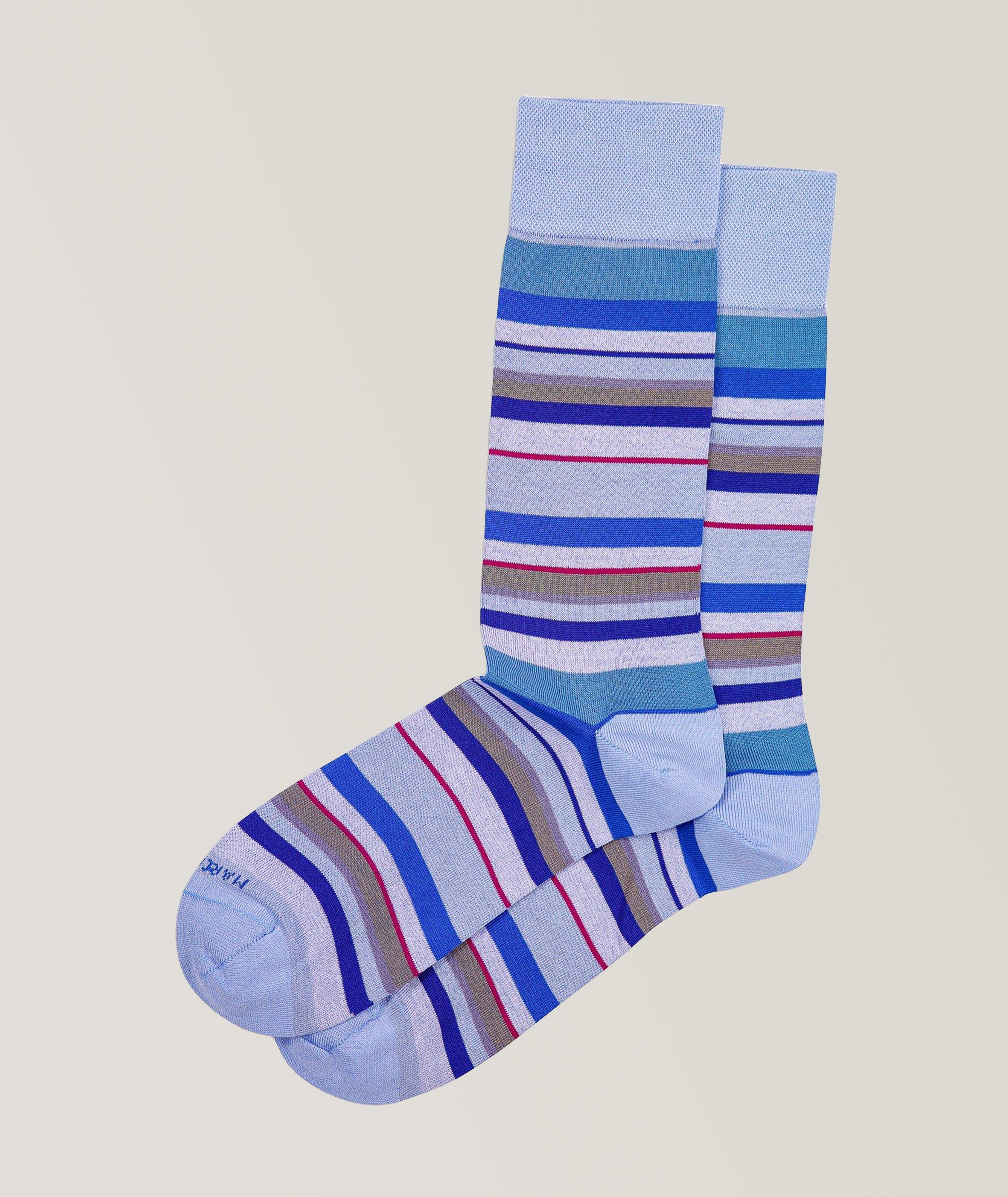 Multicolor Stripe Cotton-Blend Crew Socks