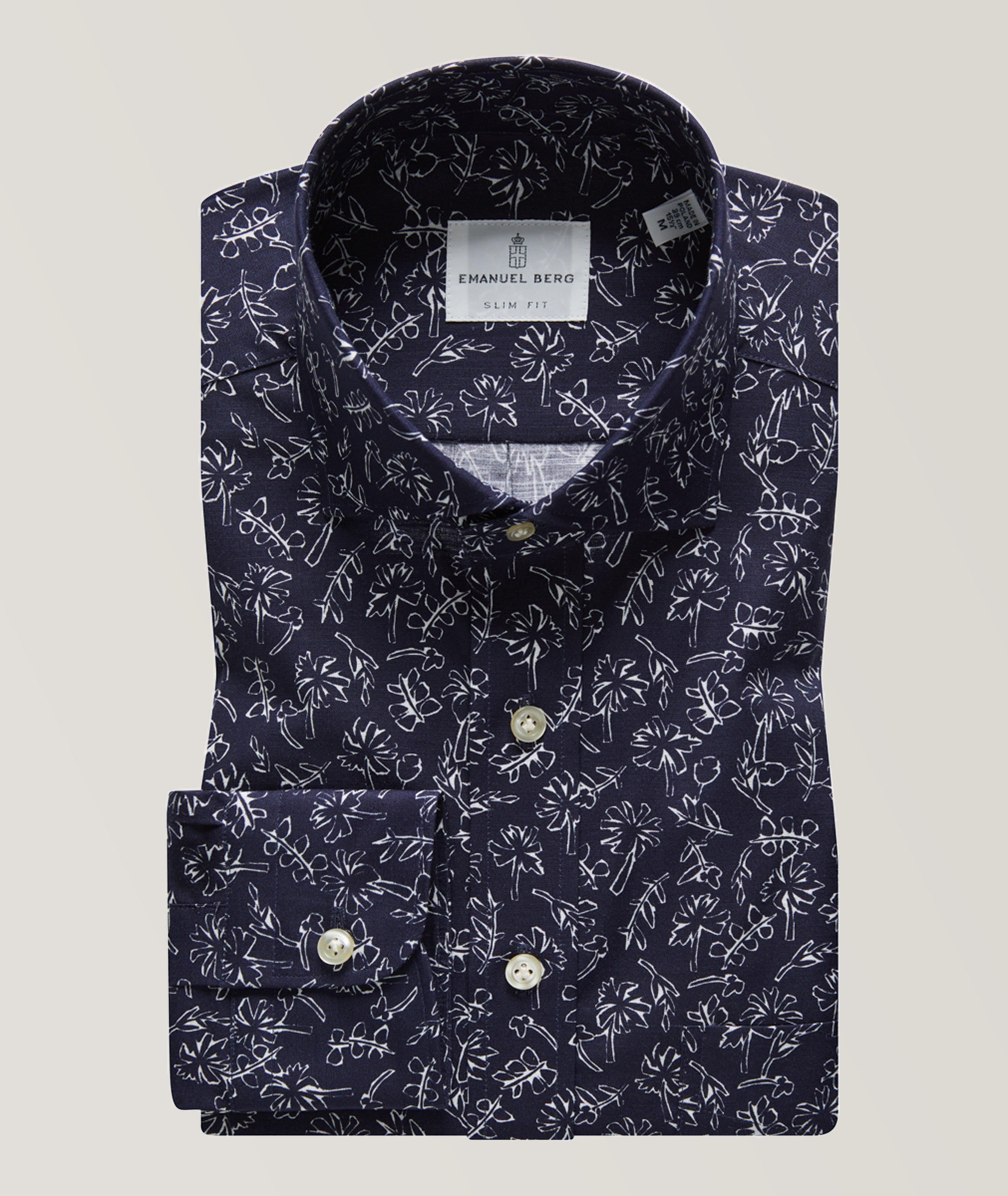 Modern-Fit Floral Print Poplin Dress Shirt image 0