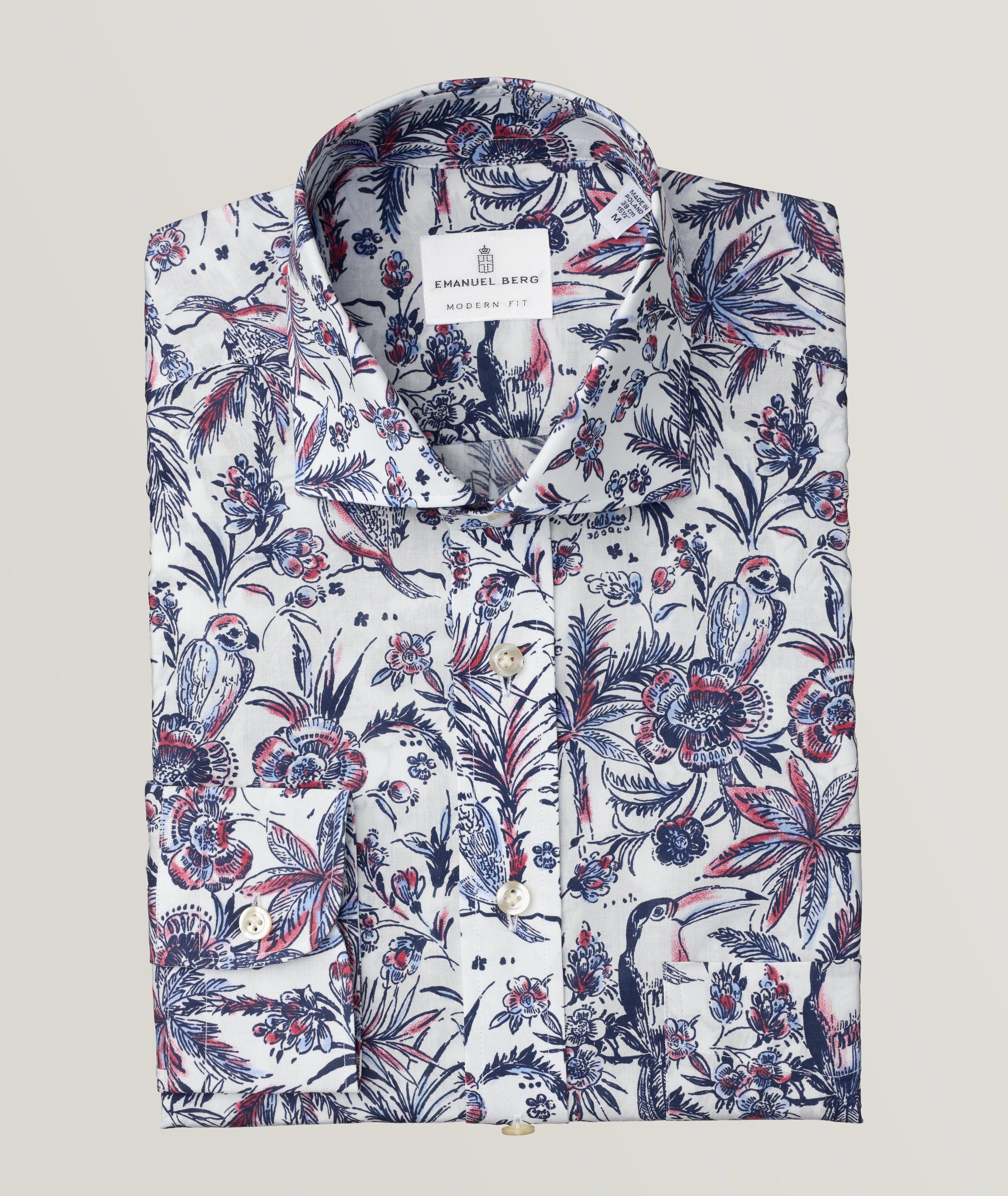 Modern-Fit Novelty Print Poplin Dress Shirt image 0