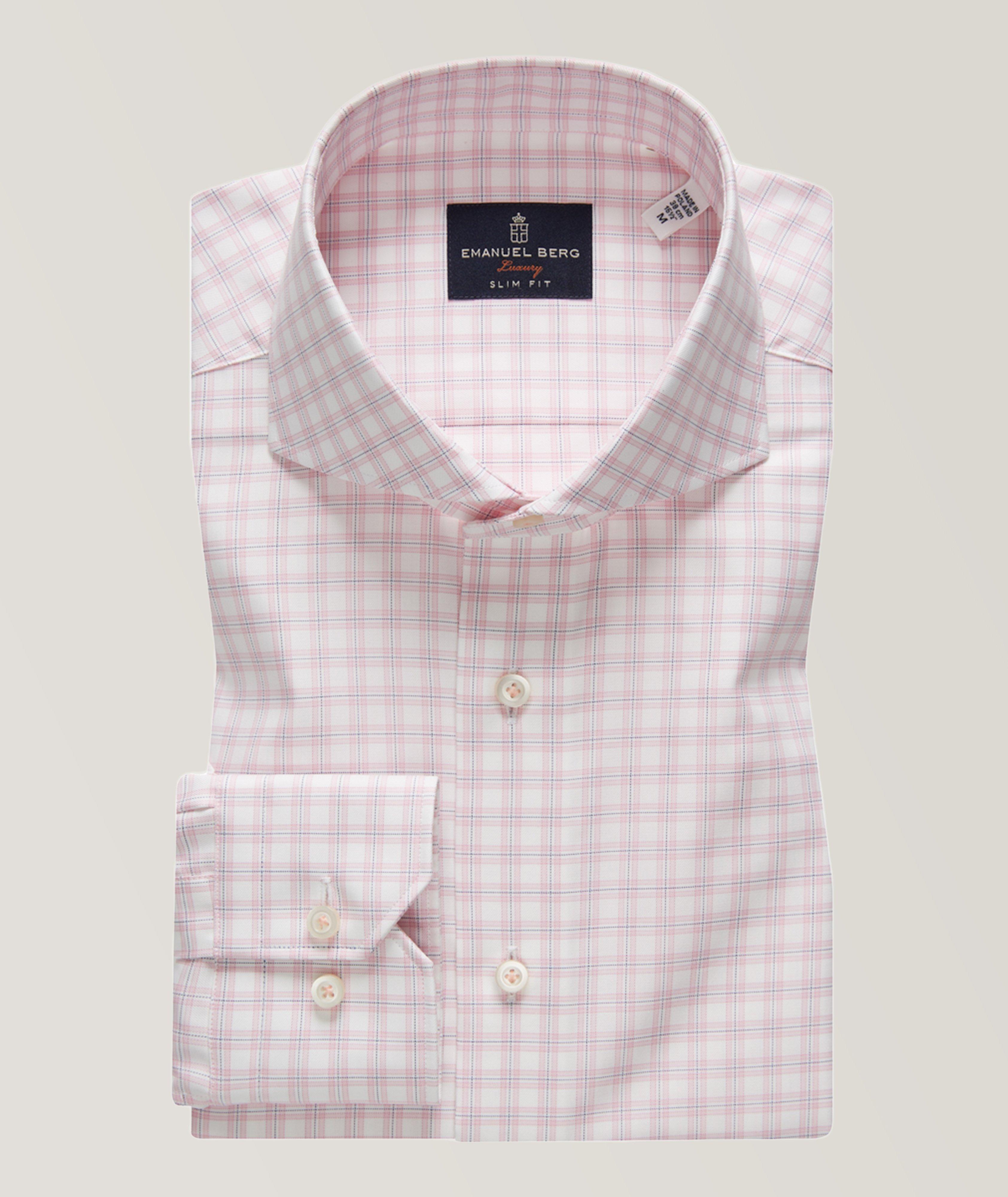 Modern-Fit Checked Twill Dress Shirt image 0