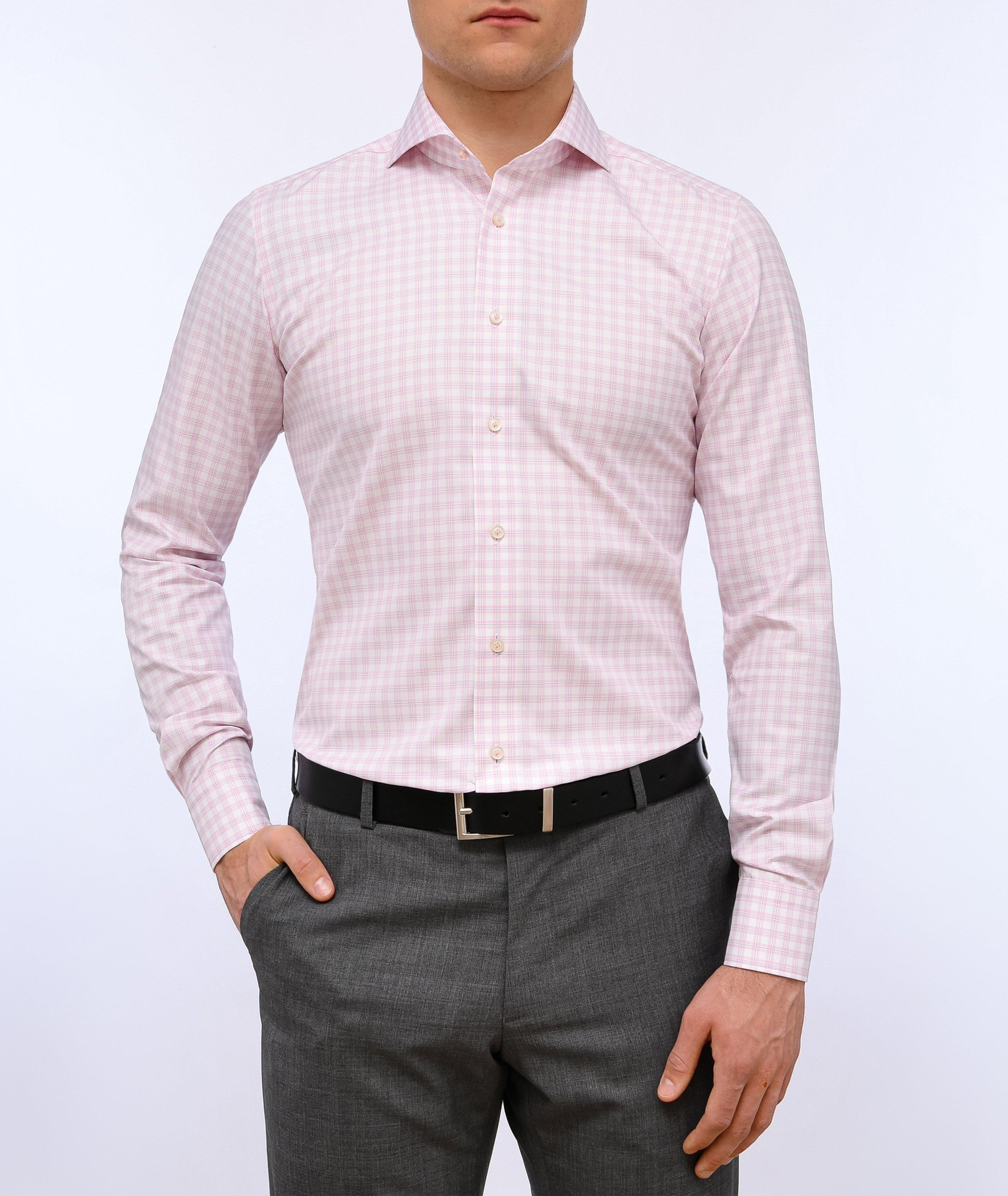 Modern-Fit Checked Twill Dress Shirt image 1