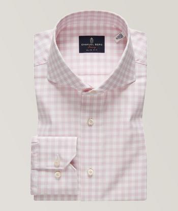 Fine Twill Modern Fit Dress Shirt with Cutaway Collar in Blue Check by  Emanuel Berg - Hansen's Clothing