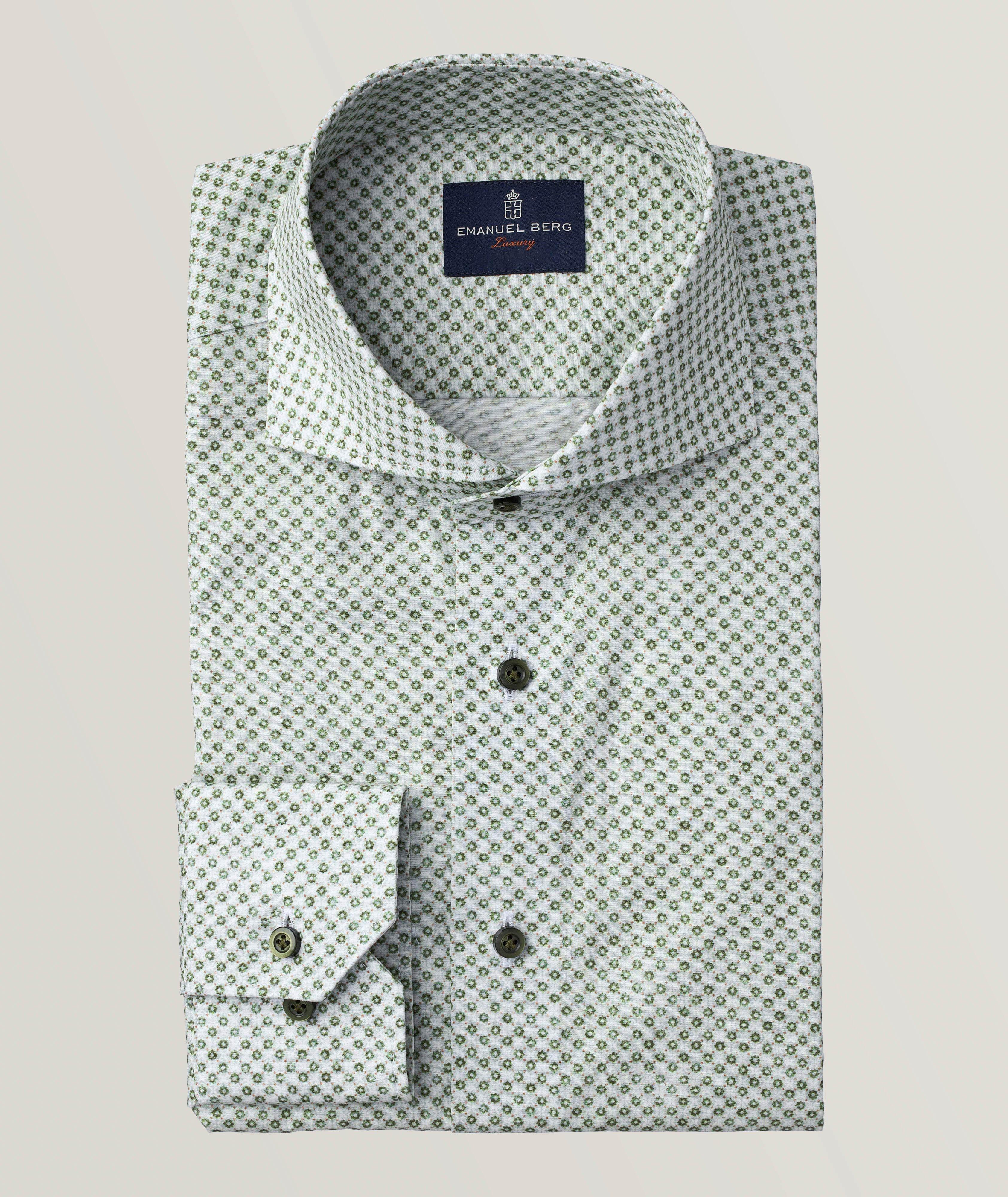 Modern-Fit Patterned Stretch-Poplin Luxury Sport Shirt image 0