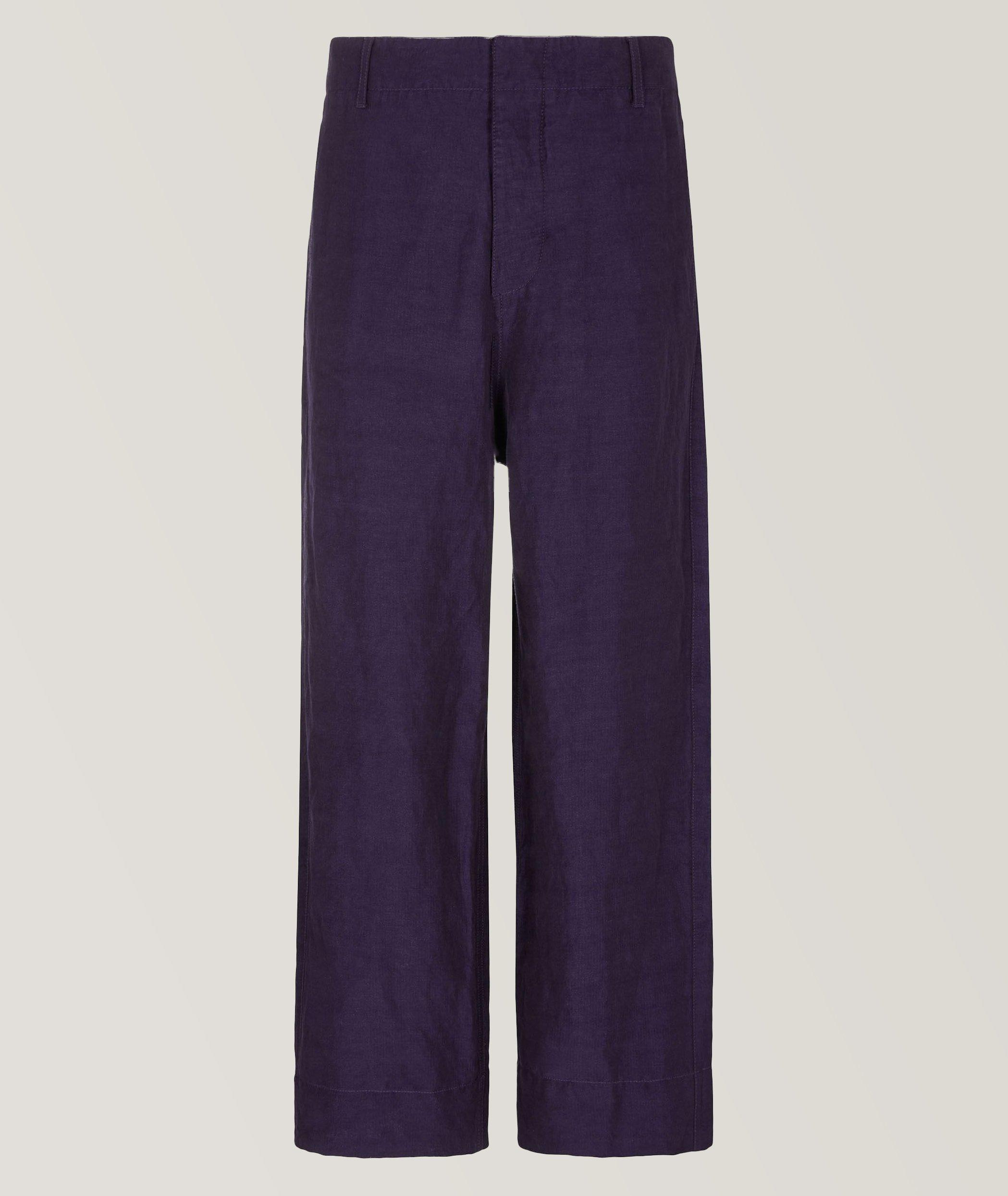 Micro Herringbone Weave Linen-Viscose Trousers