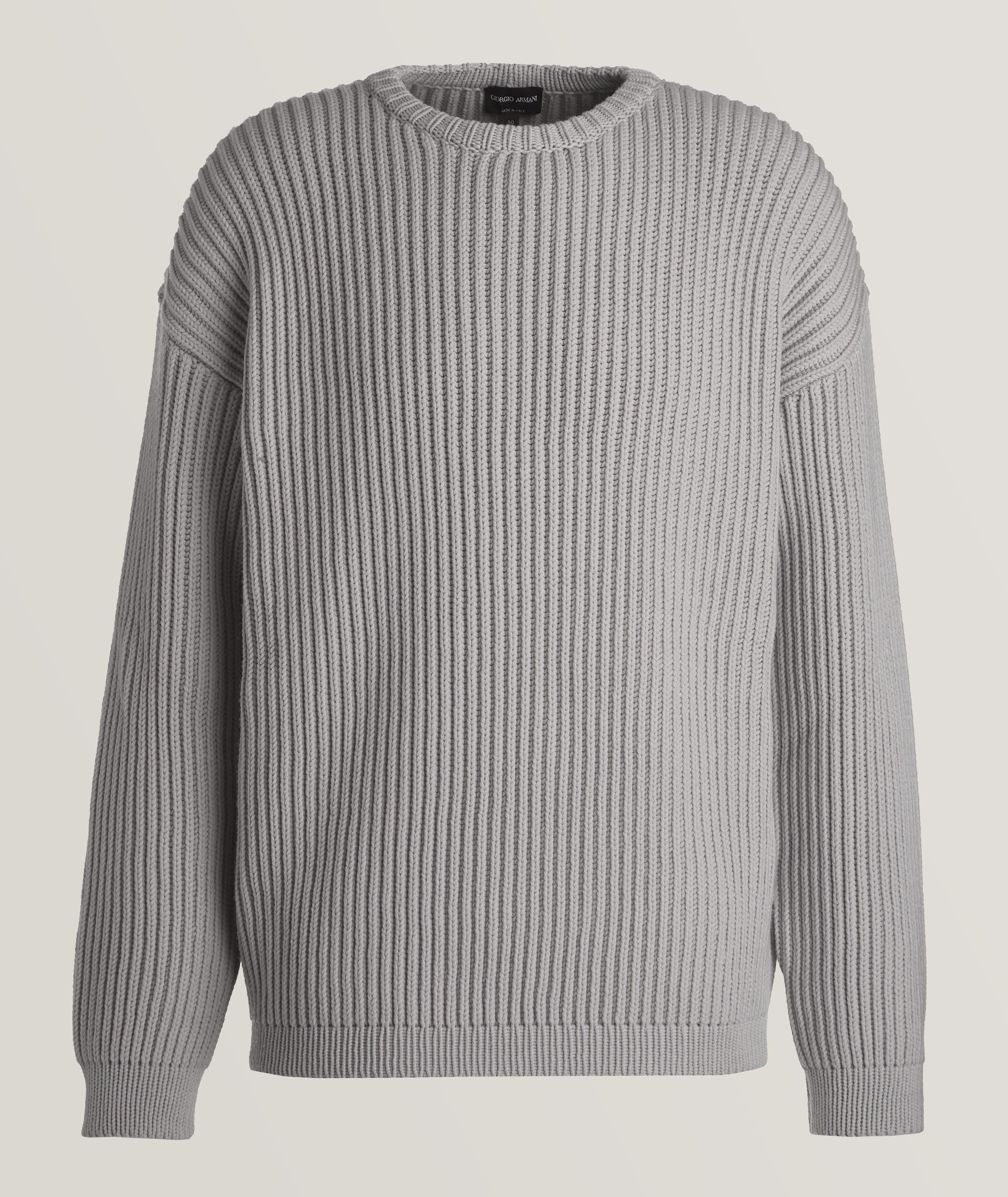 Giorgio Armani Pull En Laine Vierge À Encolure Ronde En Gris , Taille Homme 48