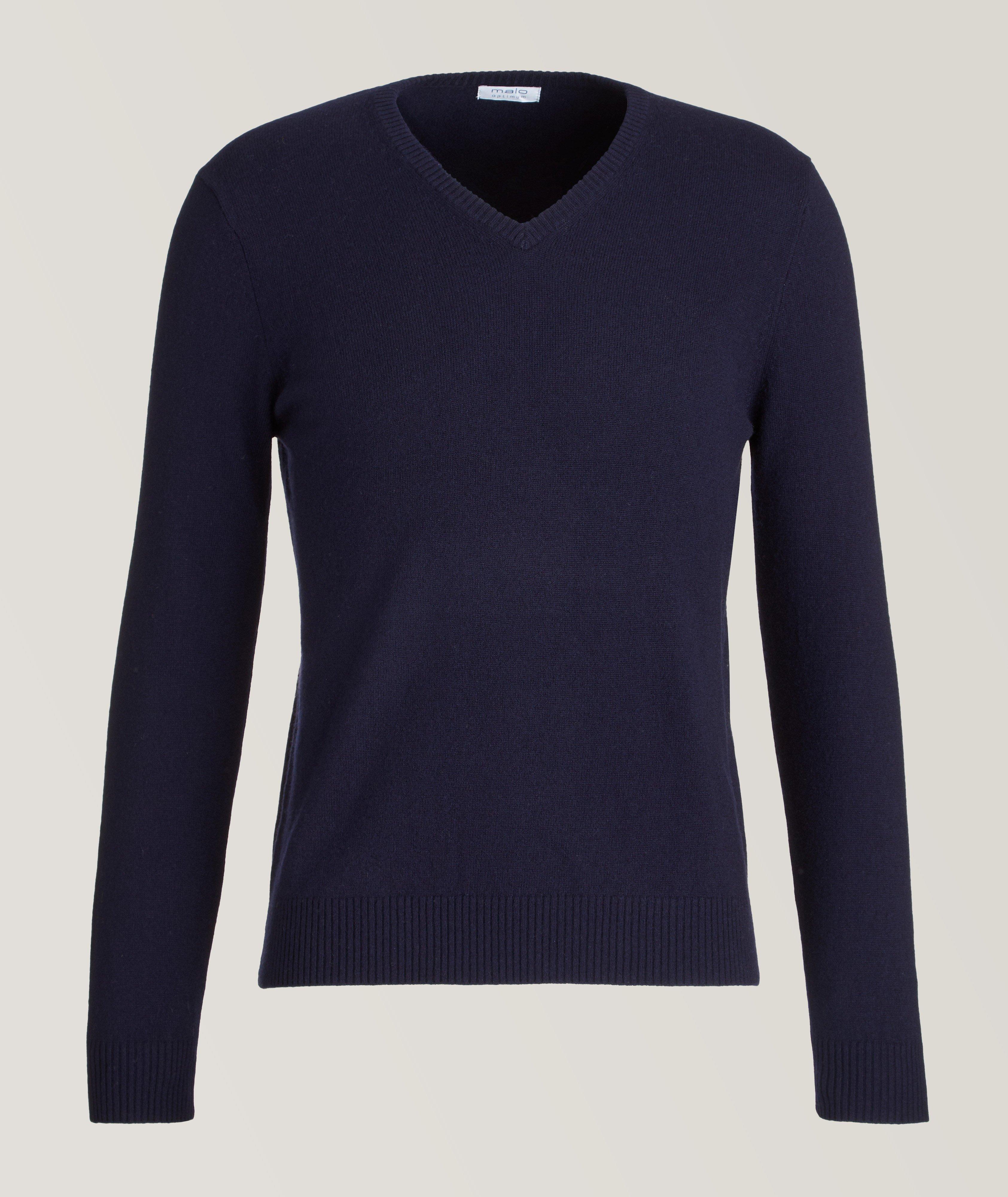Malo Optimum Men's Yellow 100% Cashmere V-Neck Pullover Sweater