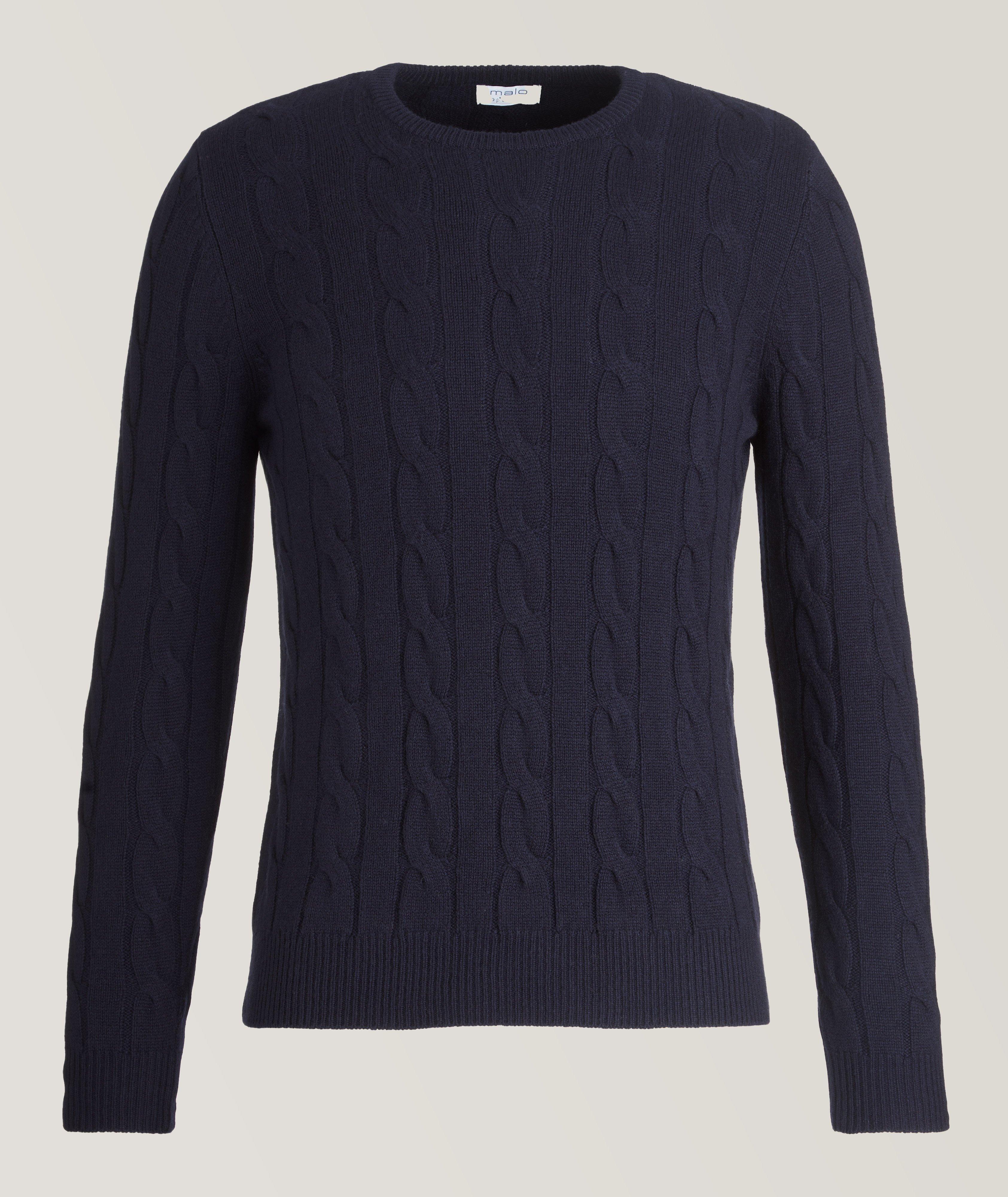 Malo optimum Raglan Cable Knit Wool-Cashmere Crew Neck Sweater ...