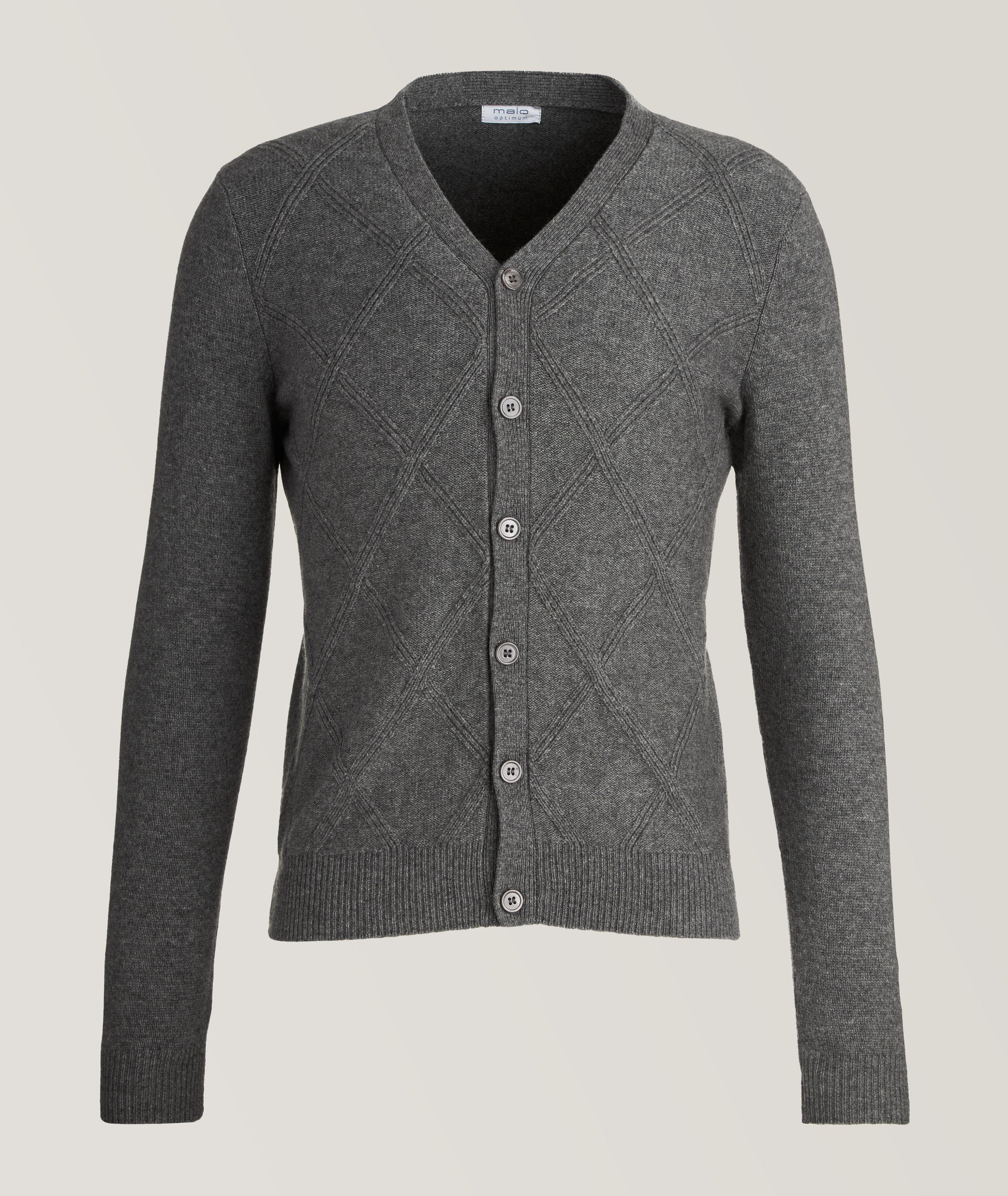 Malo optimum Geometric Patterned Wool-Cashmere Cardigan | Sweaters ...