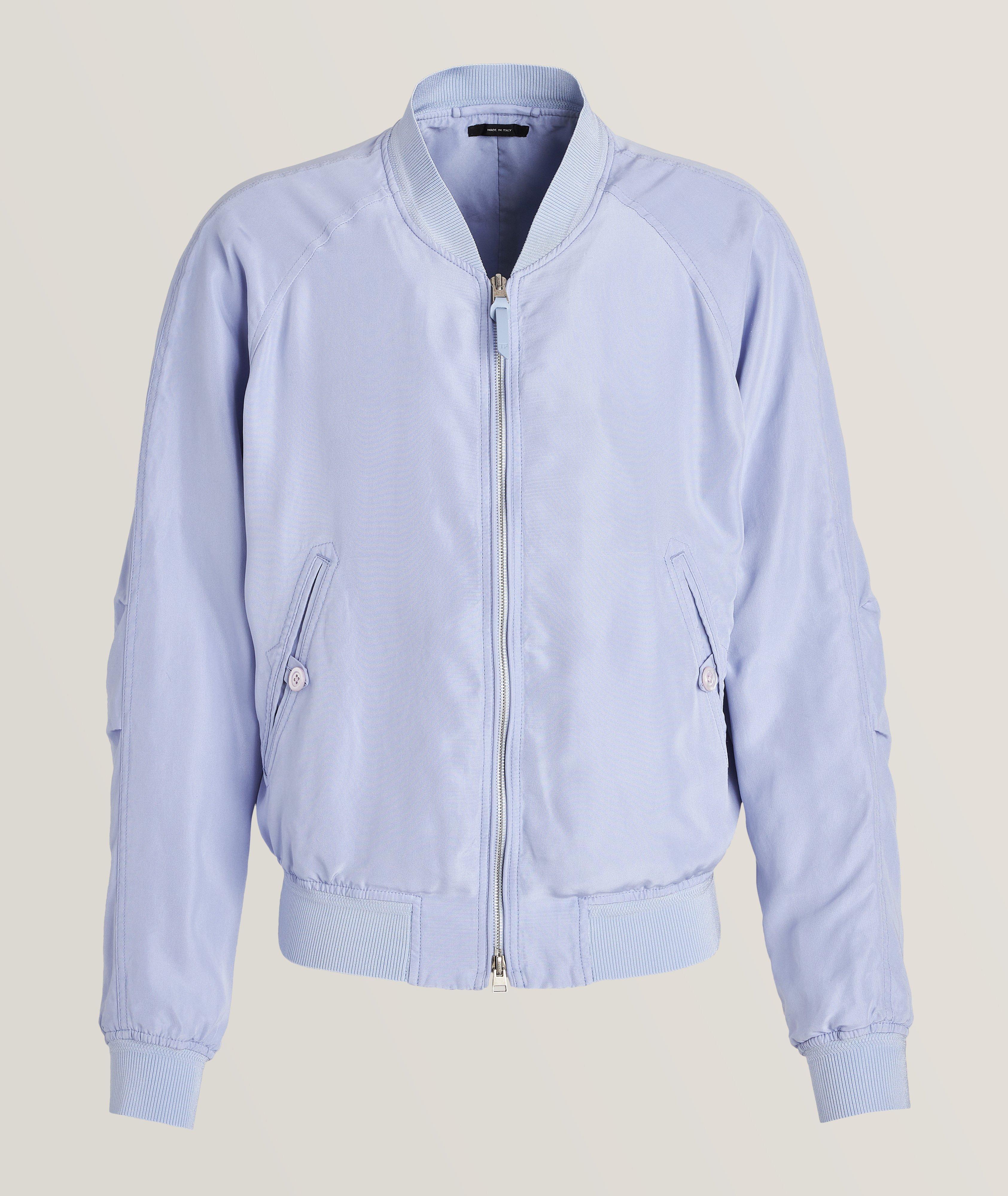 Tom Ford Blouson Court En Soie Habotai À Manches Raglan En Bleu , Taille Homme 50