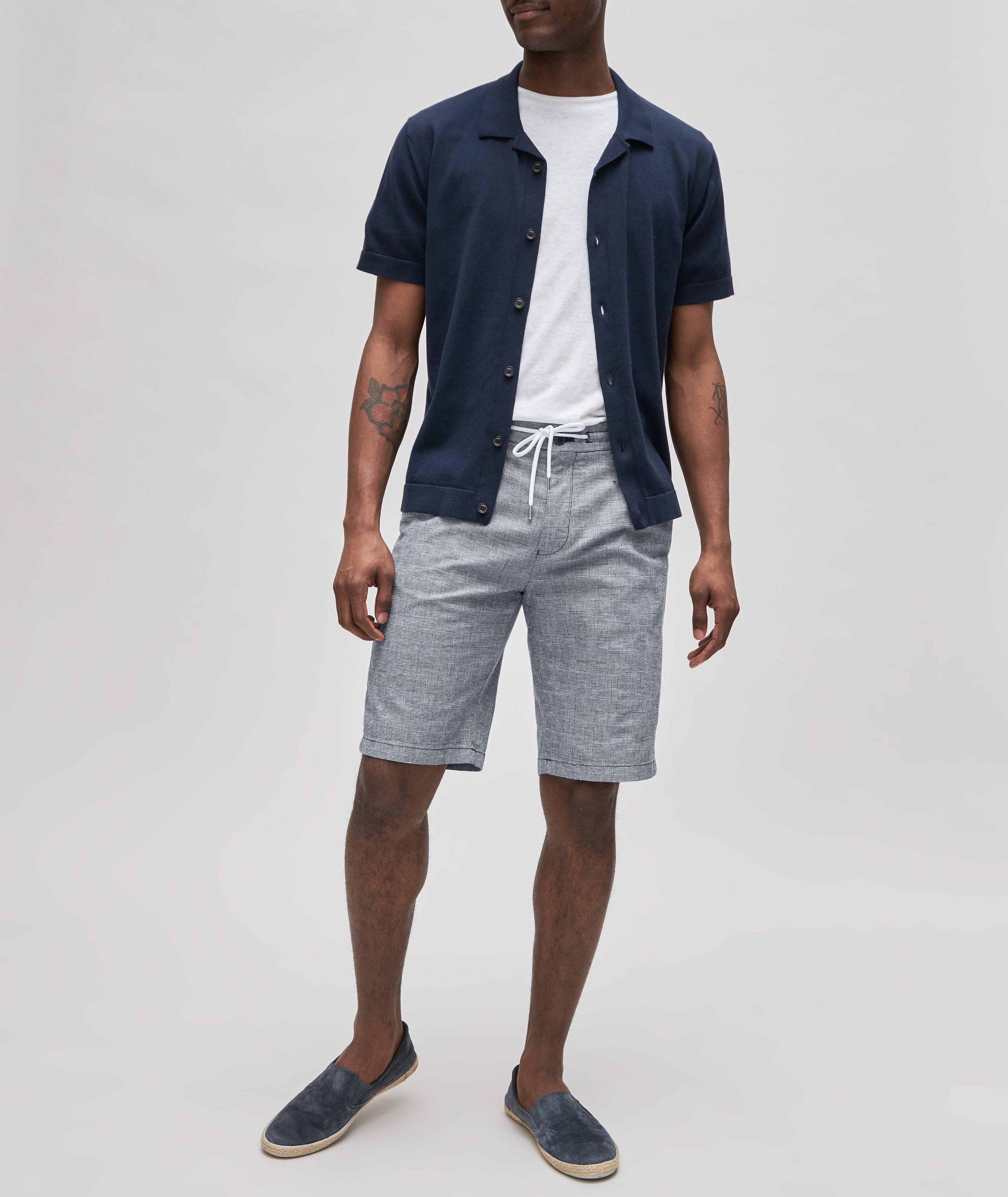Drawstring Checked Pattern Cotton-Blend Shorts image 1