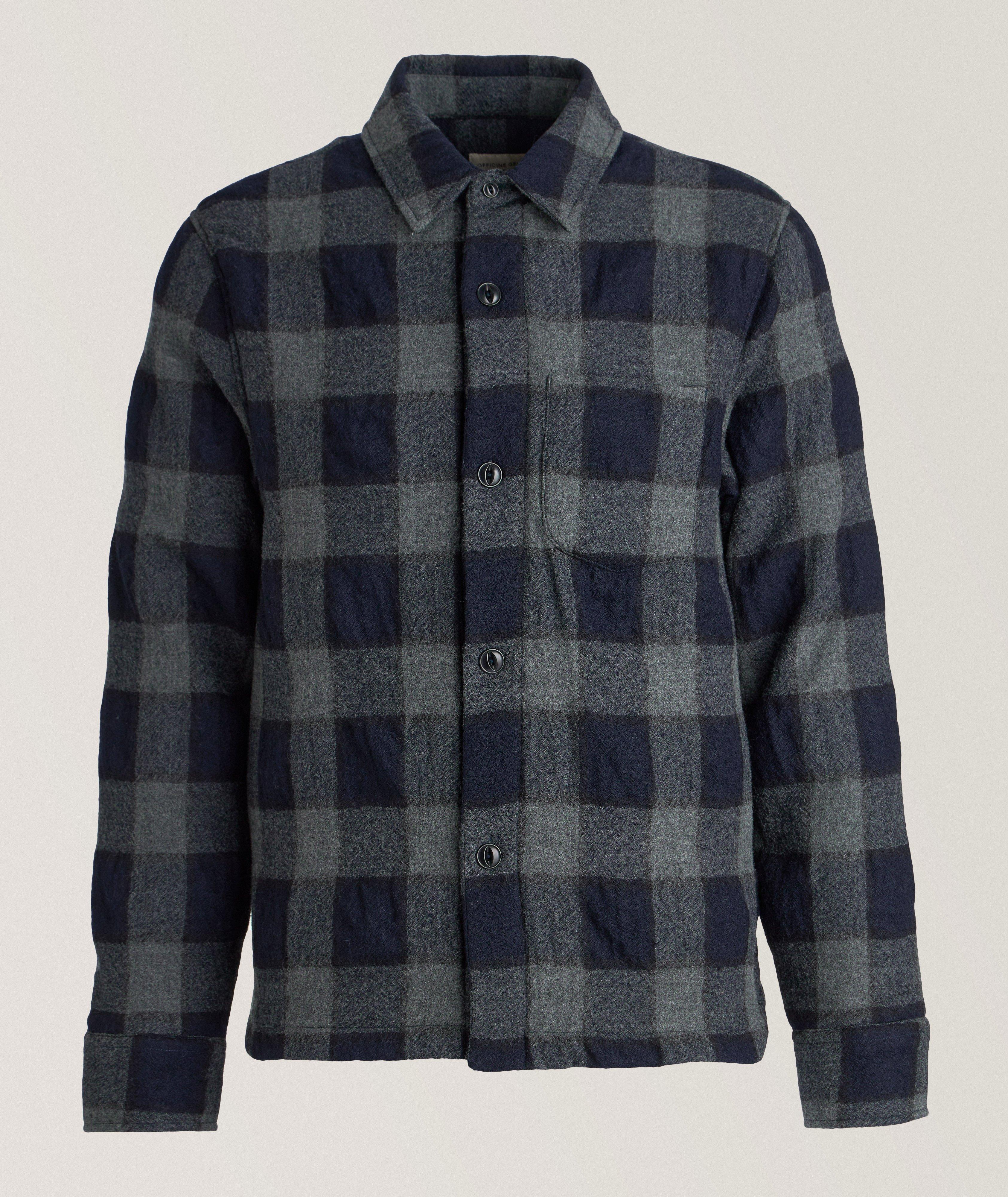 Officine Générale Harring Checked Organic Cotton Overshirt In Grey , Men's Size Large