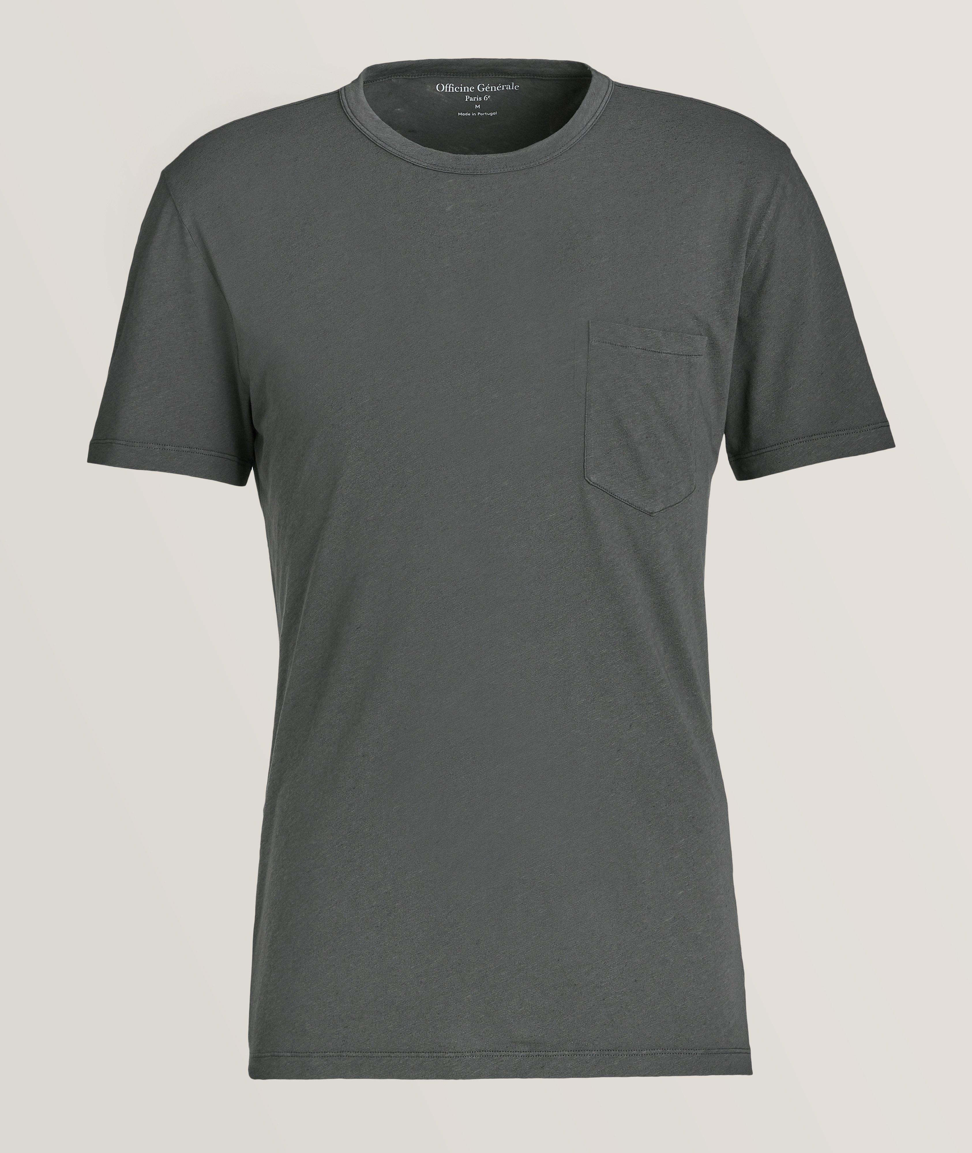 Cotton Linen-Blend Pocket T-Shirt
