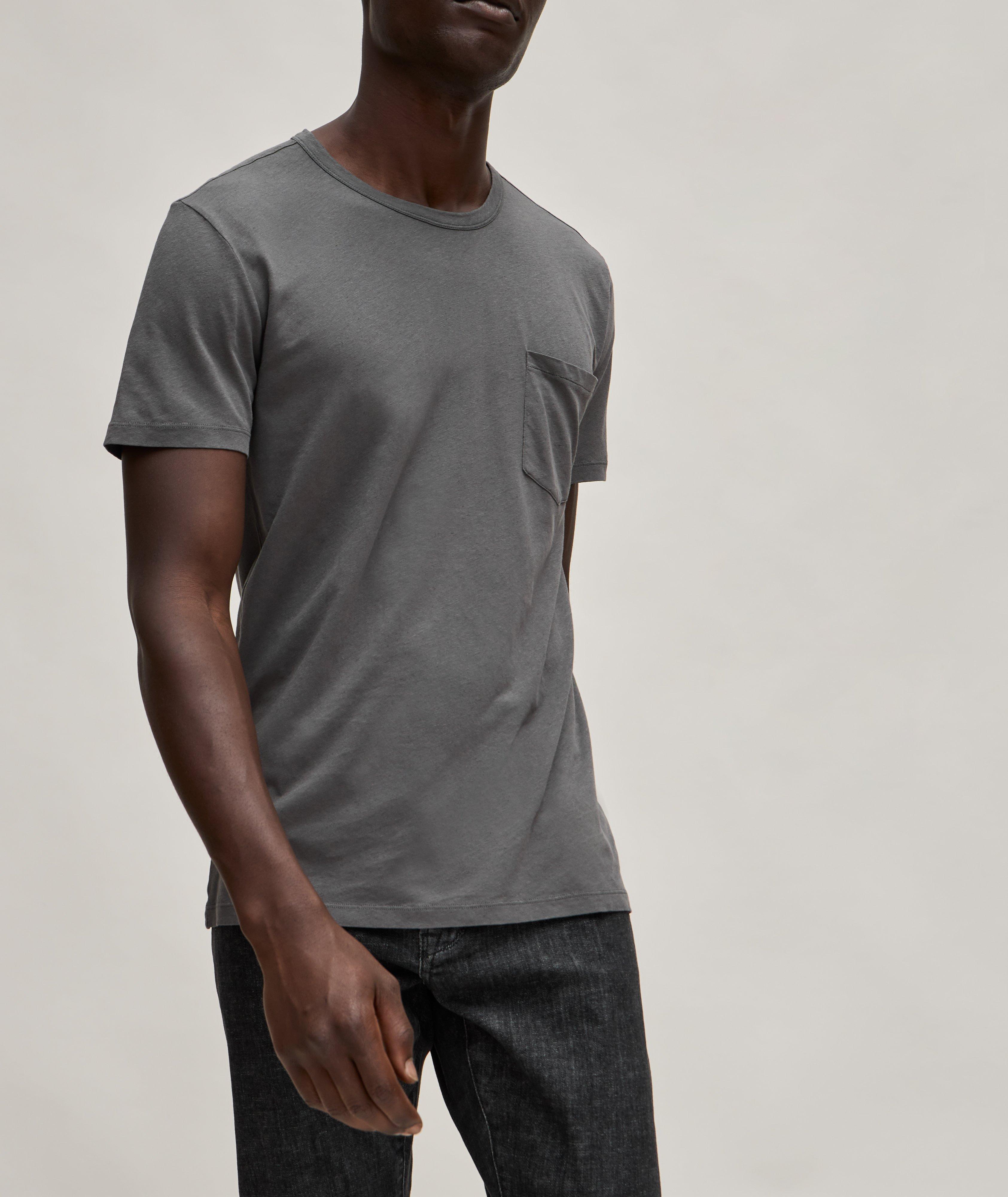 Cotton Linen-Blend Pocket T-Shirt image 1