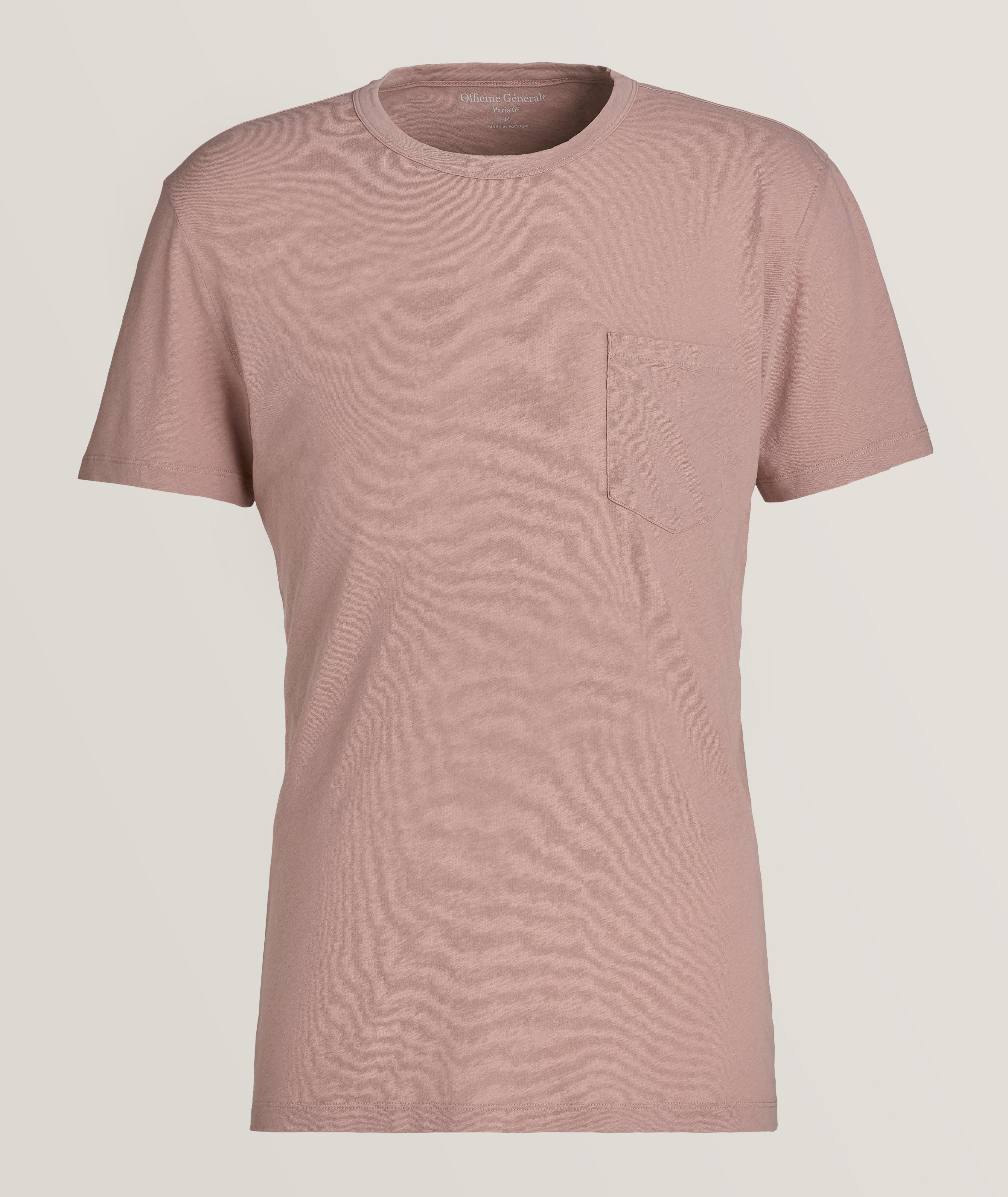 Cotton Linen-Blend Pocket T-Shirt image 0
