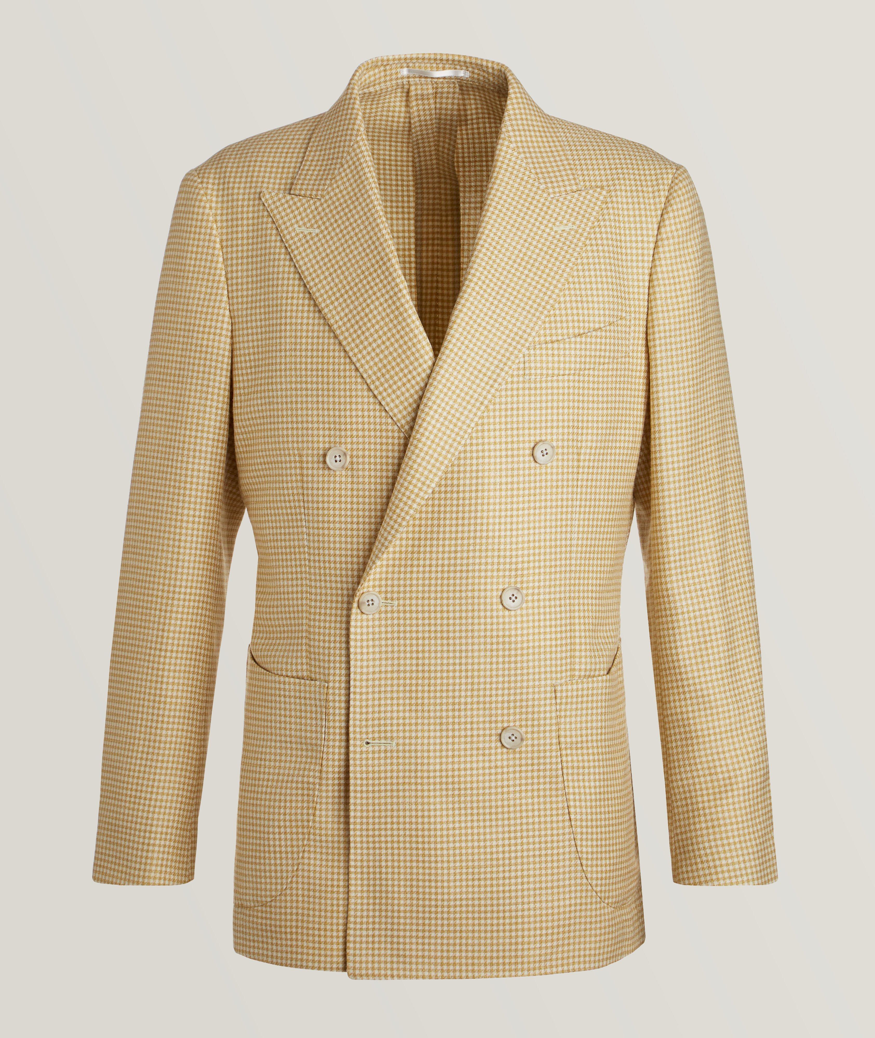 Houndstooth Wool, Silk & Linen Double Breasted Sport Jacket image 0