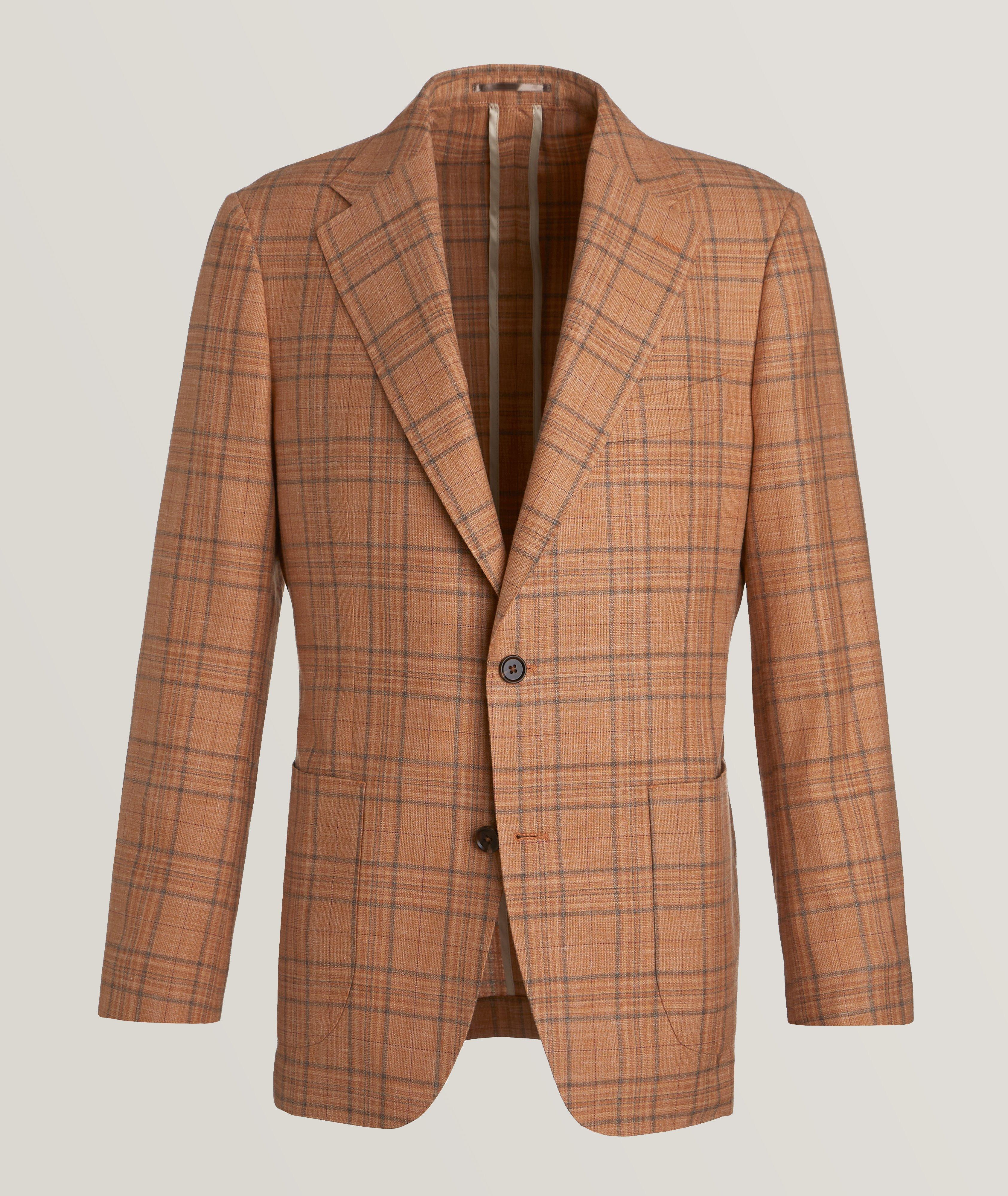 Plaid Wool, Silk & Linen Sport Jacket image 0