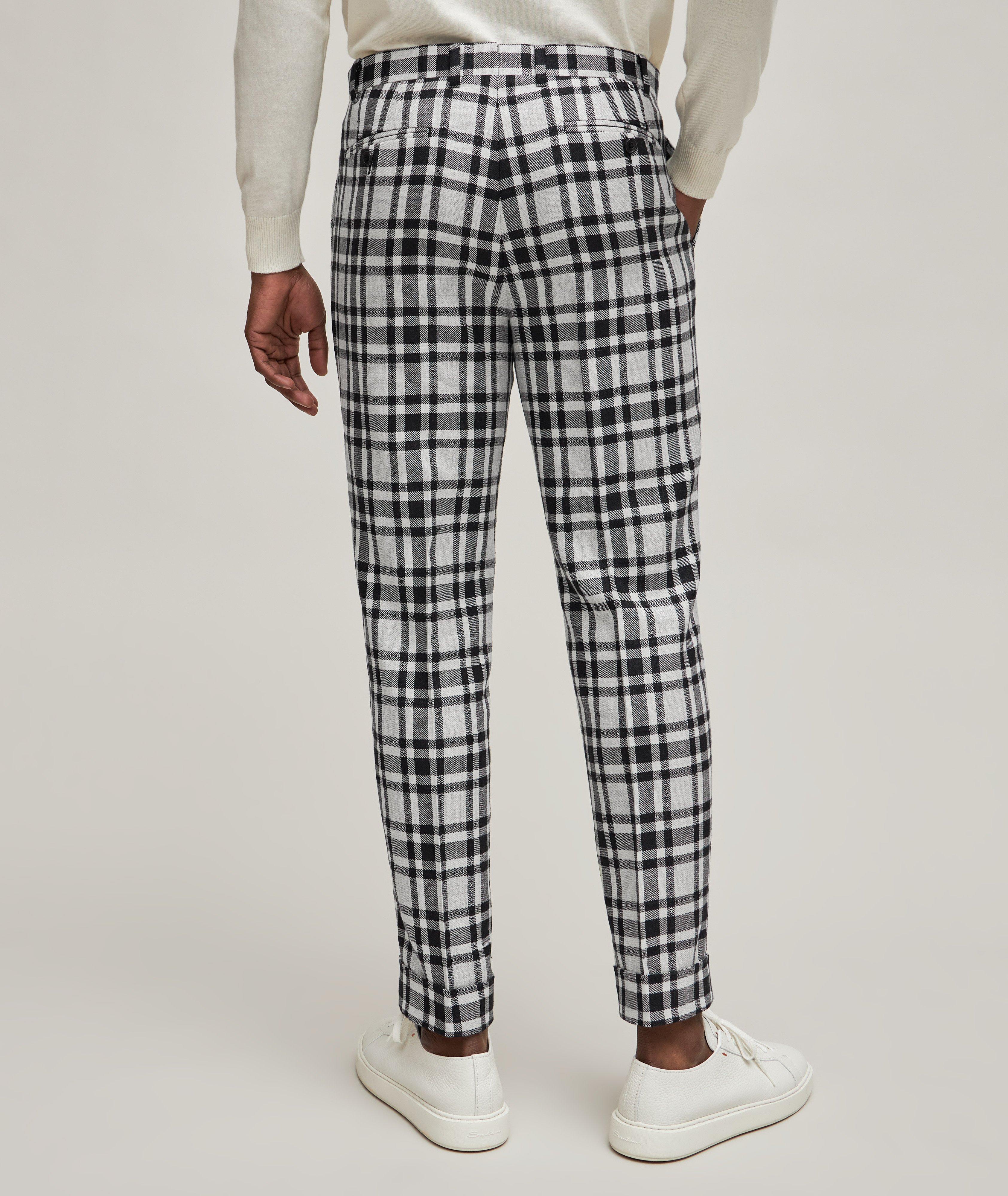 Pantalon habillé en laine, en soie et en lin à carreaux image 2
