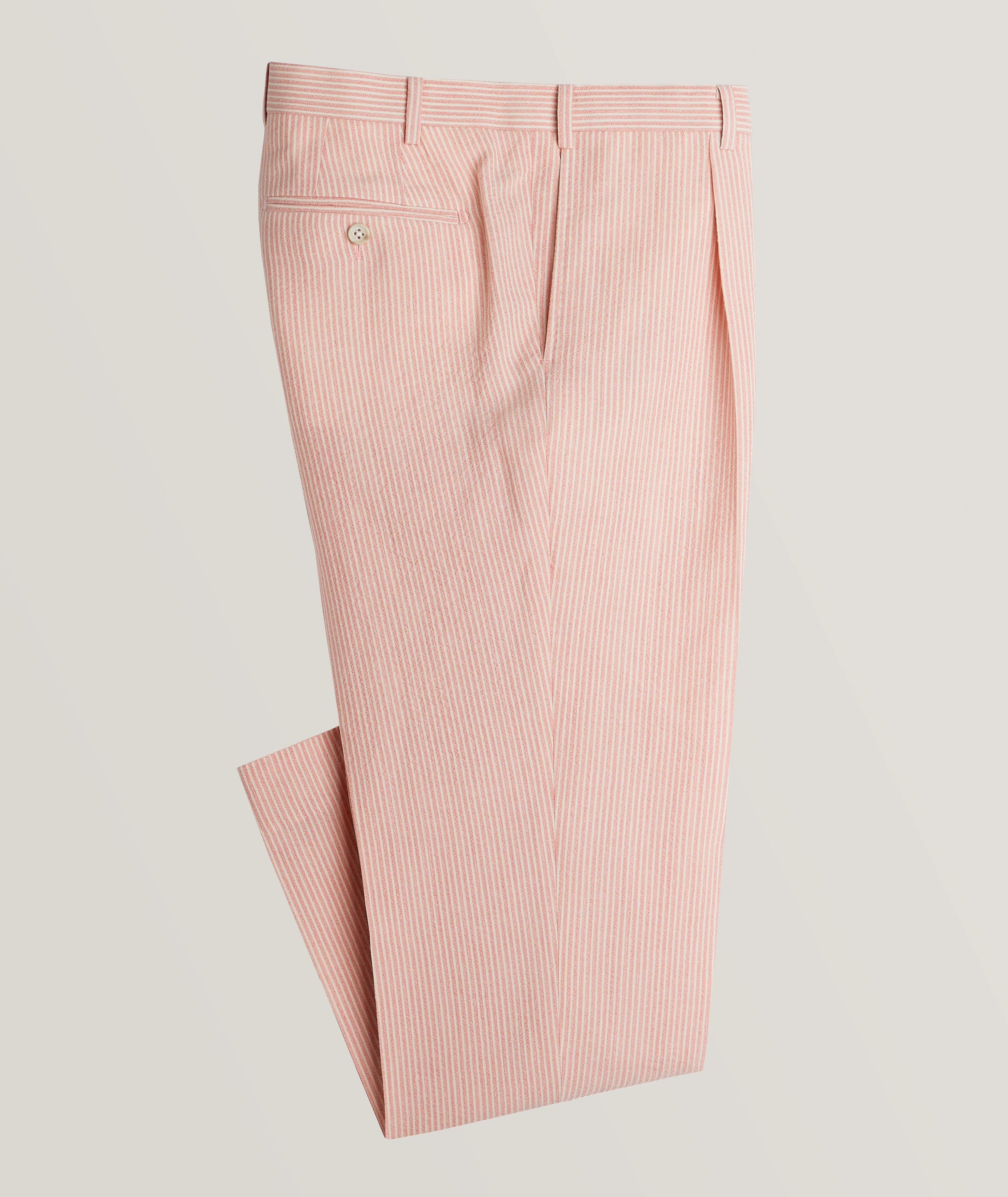 Striped Seersucker Pleated Pants image 0