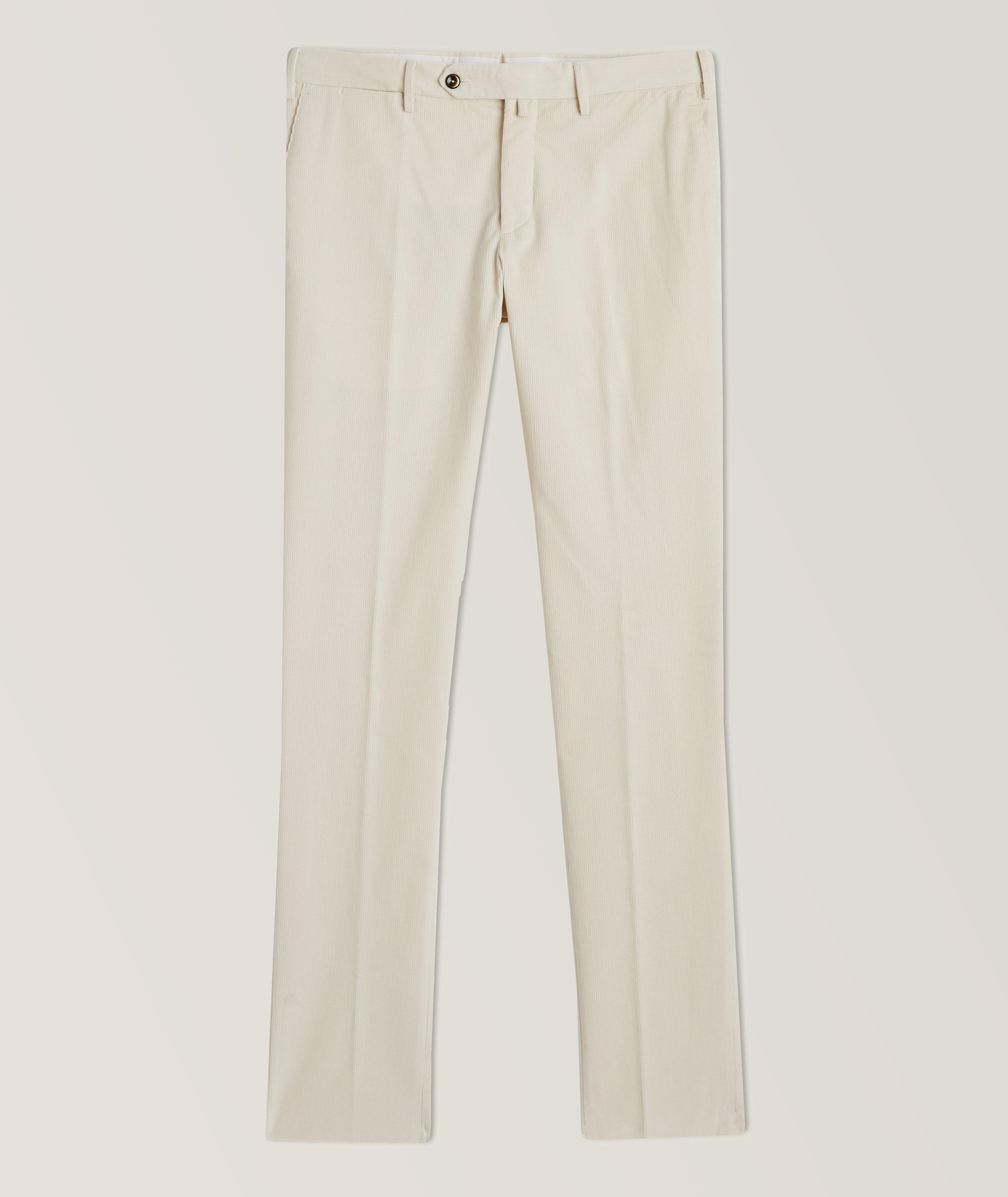 Pt Slim-Fit Corduroy Stertch-Cotton Pants In Beige , Men's Size 52