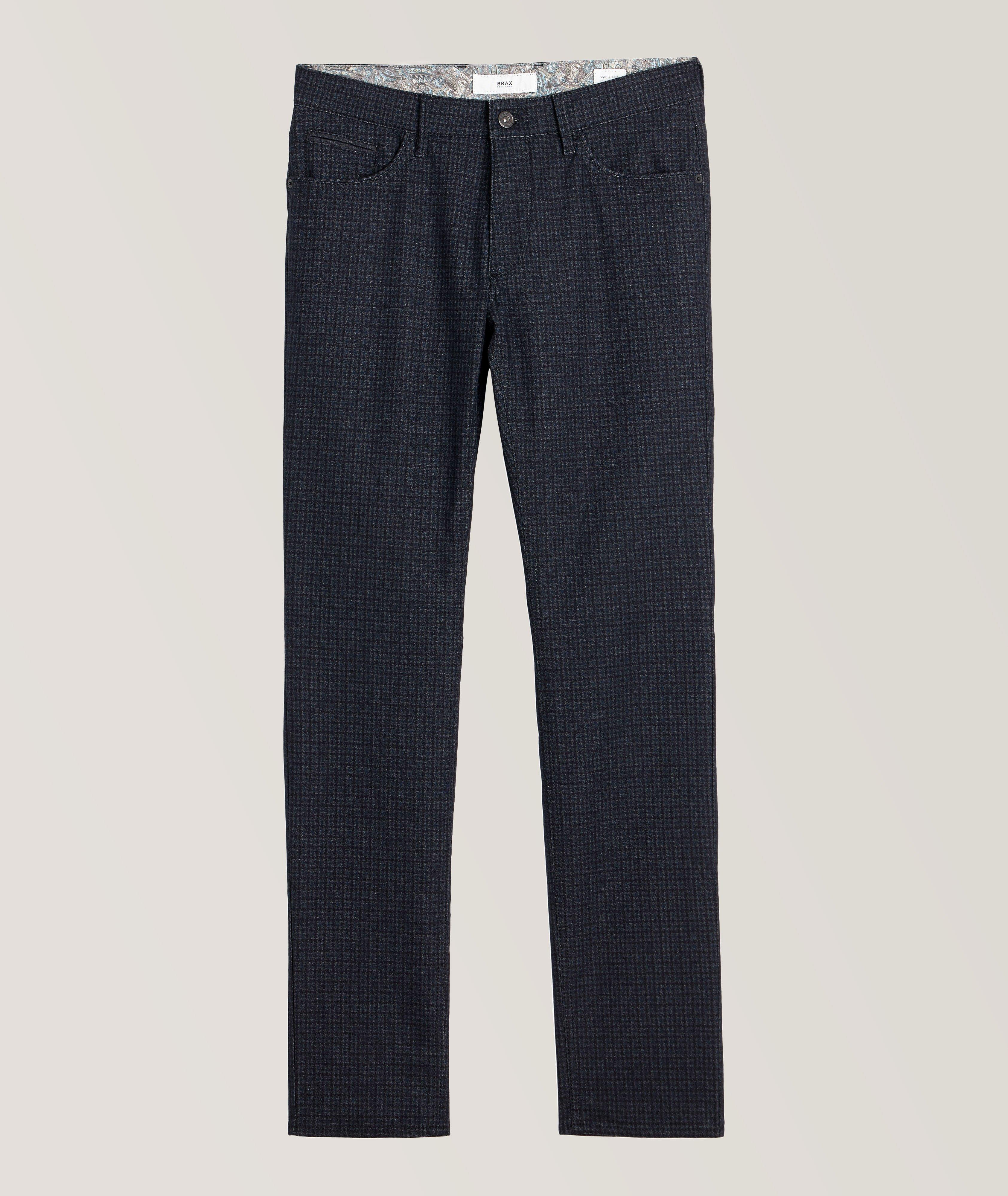 Brax Chuck Herringbone Woo.look Strech-Cotton Pants In Blue , Men's Size 38