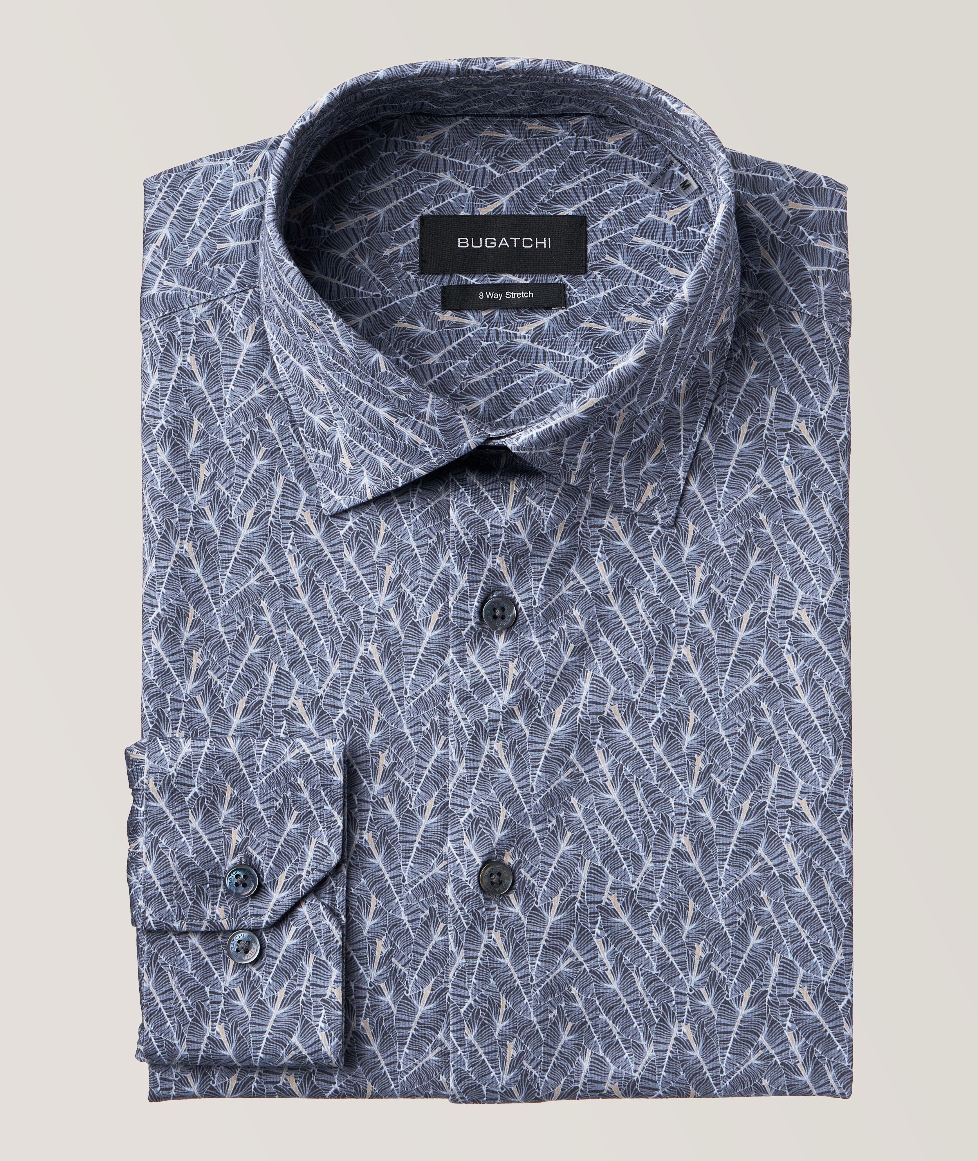 Bugatchi James Leaf Ooohcotton-Blend Sport Shirt In Blue , Men's Size Medium