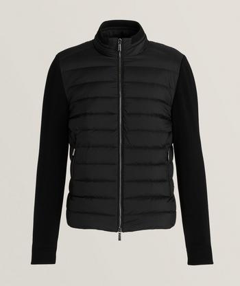 Moncler Mixed Media Knit Sleeve Quilted Hybrid Jacket